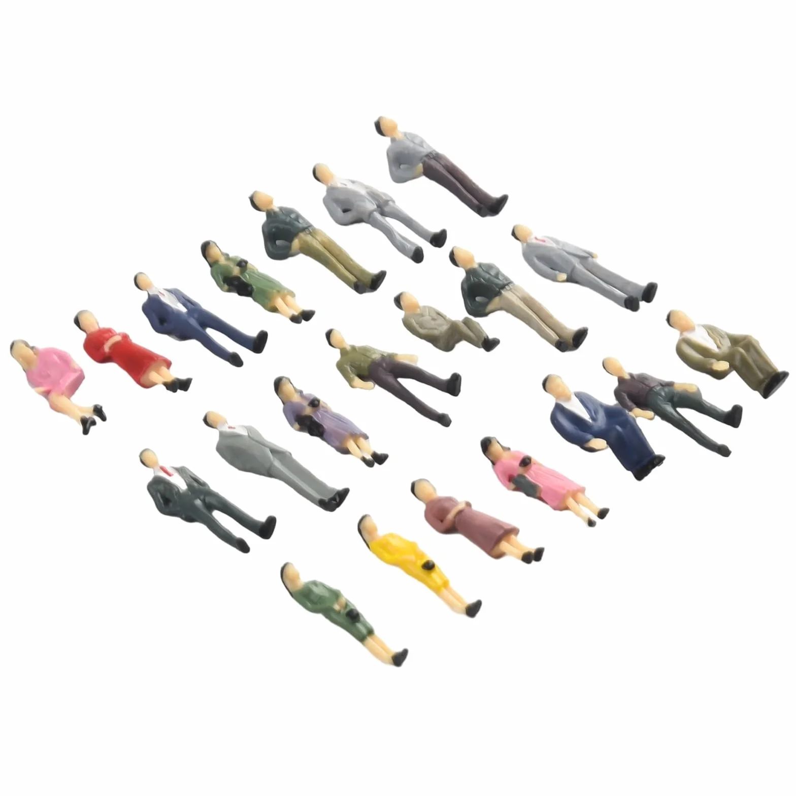 50 sztuk figurek ludzi, mini architektoniczne figurki plastikowe, model w skali 1:50, pociągi architektoniczne, figurki malowane stojące i siedzące ludzi, do domku dla lalek, parku kolejowego, ulicy