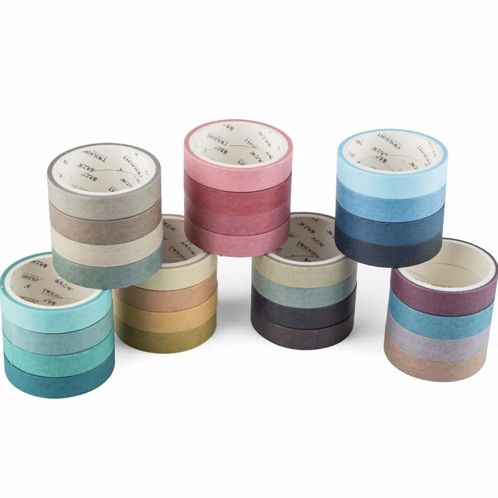 YUBBAEX Taśma Washi 28 rolek, taśma maskująca, kolorowa, dla majsterkowiczów, do rzemiosła dekoracyjnego, opakowanie prezentowe, scrapbooking