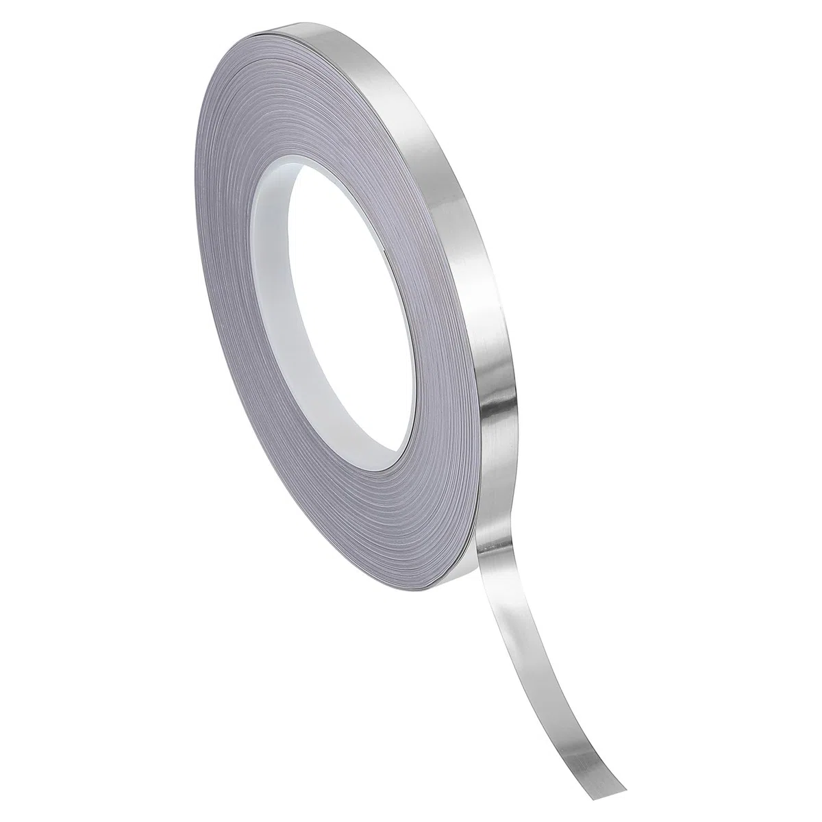 PATIKIL Metalizowana taśma z folii poliestrowej 10 mm x 50 m, metaliczna taśma dekoracyjna, szczotkowane srebro, samoprzylepna taśma lustrzana do szczegółów, ściany akcentującej, grafiki, łodzi