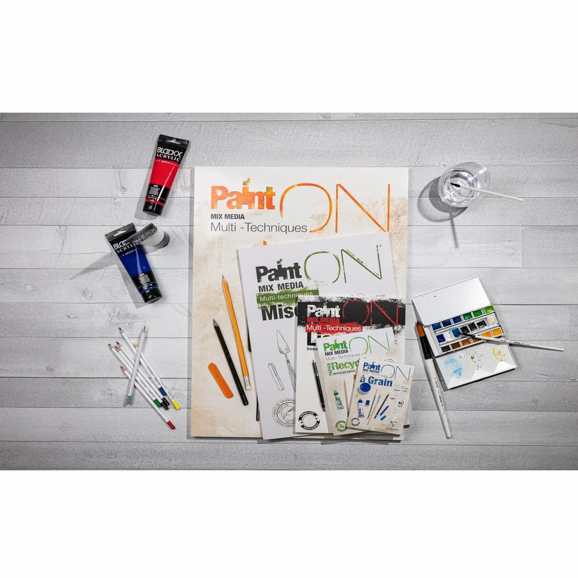 Clairefontaine 96536C – Blok rysunkowy PaintON Multi-techniques – 40 arkuszy papieru do technik mieszanych z bardzo lekkim ziarnem – biały – A3 29,7x42 cm 250 g
