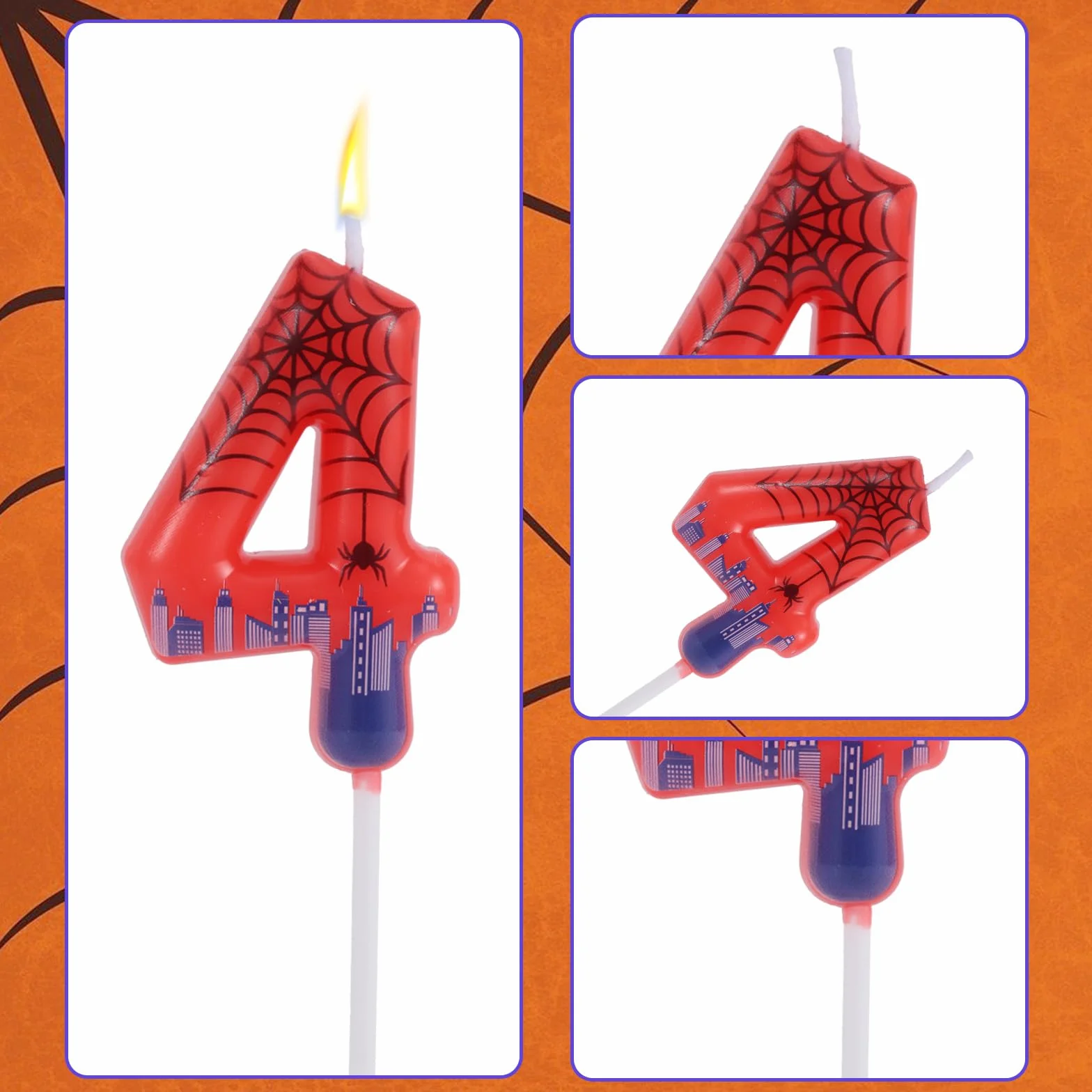 Swieca Urodzinowa Spider Number, Woskowa Swieca Numerowa Spider Web Dekoracja Tort na Przyjecie Urodzinowe Artykuly na Impreze Tematyczna (4)