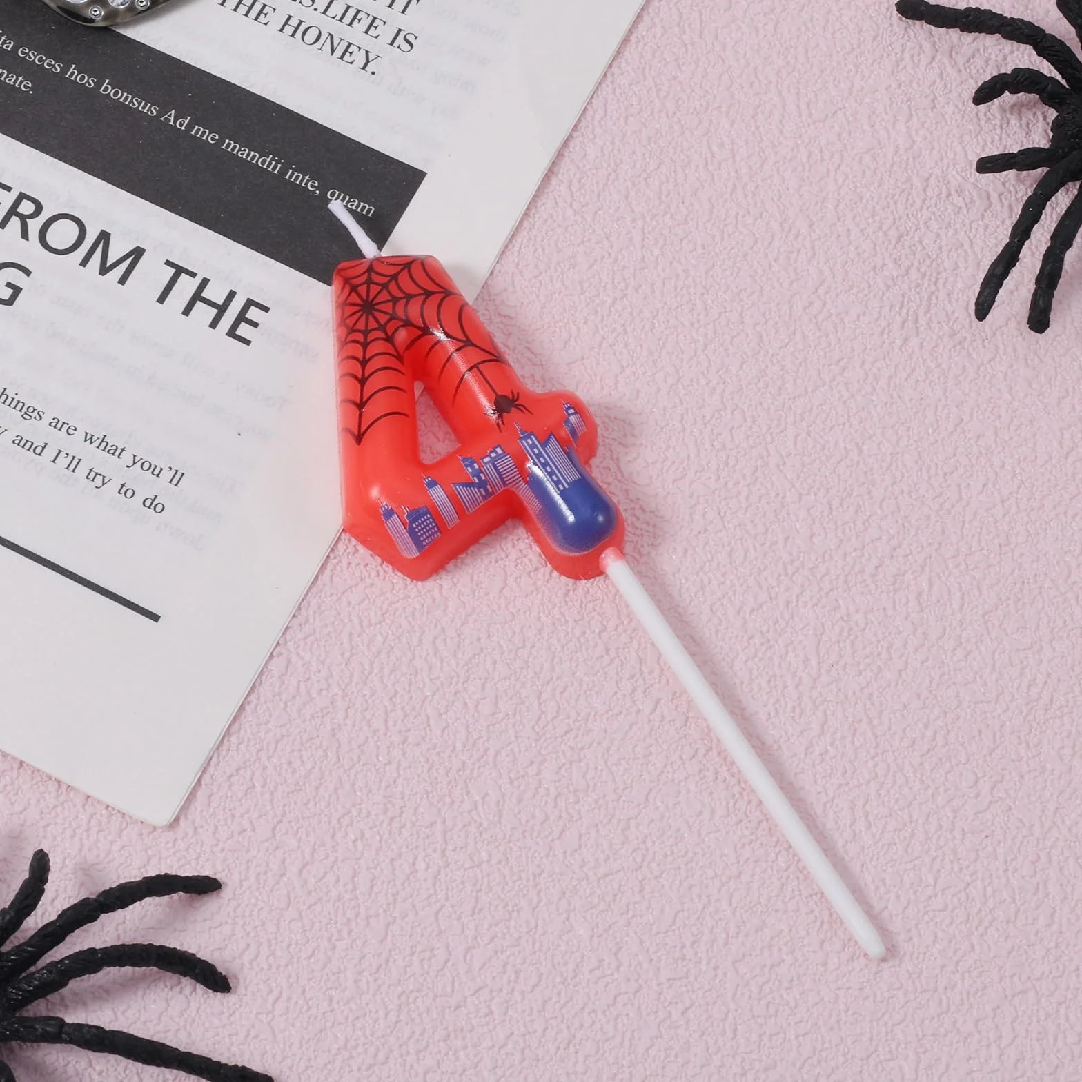 Swieca Urodzinowa Spider Number, Woskowa Swieca Numerowa Spider Web Dekoracja Tort na Przyjecie Urodzinowe Artykuly na Impreze Tematyczna (4)