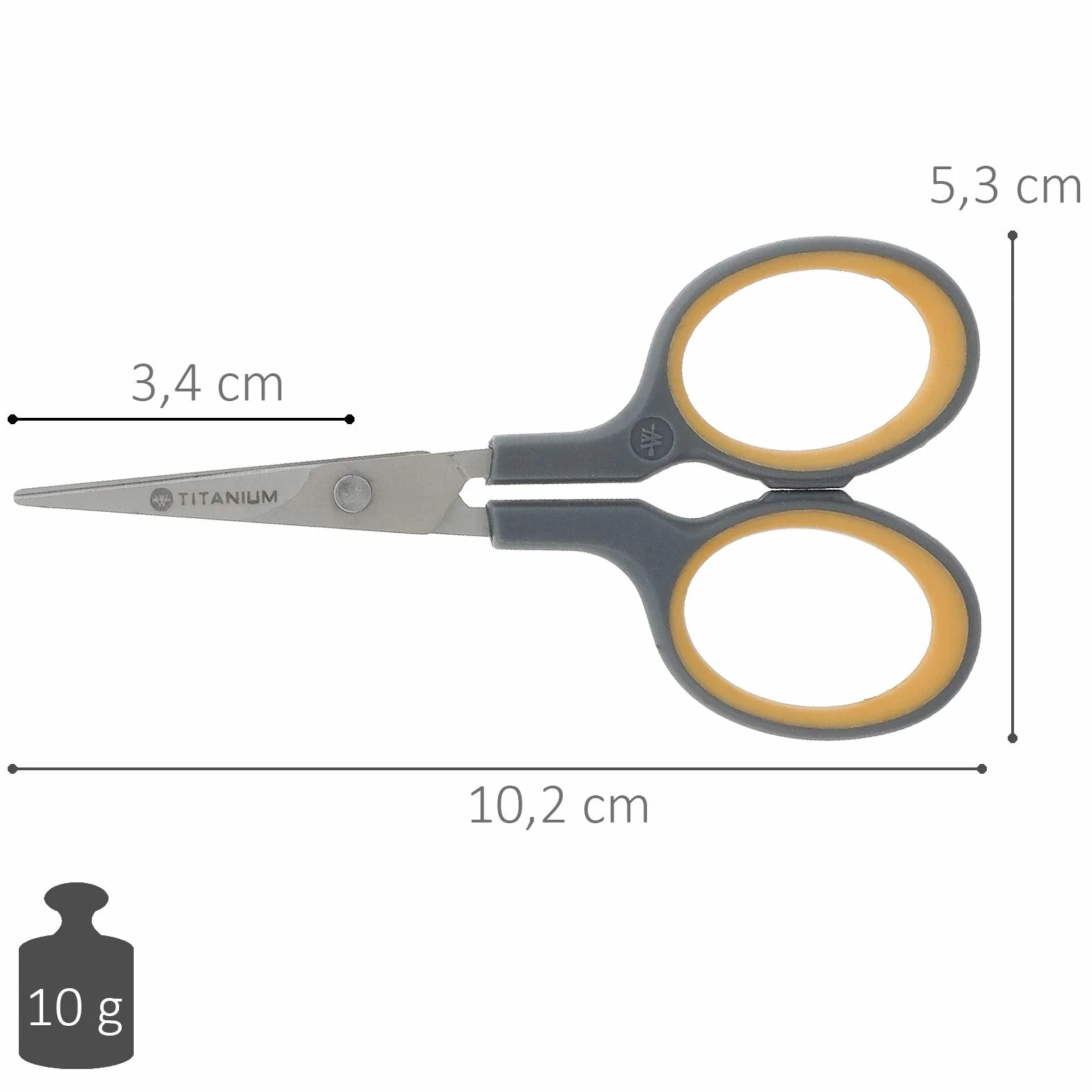 Westcott E-30440 00 Titanium Super Softgrip nożyce do cięcia sylwetki, 10 cm, szaro-żółte