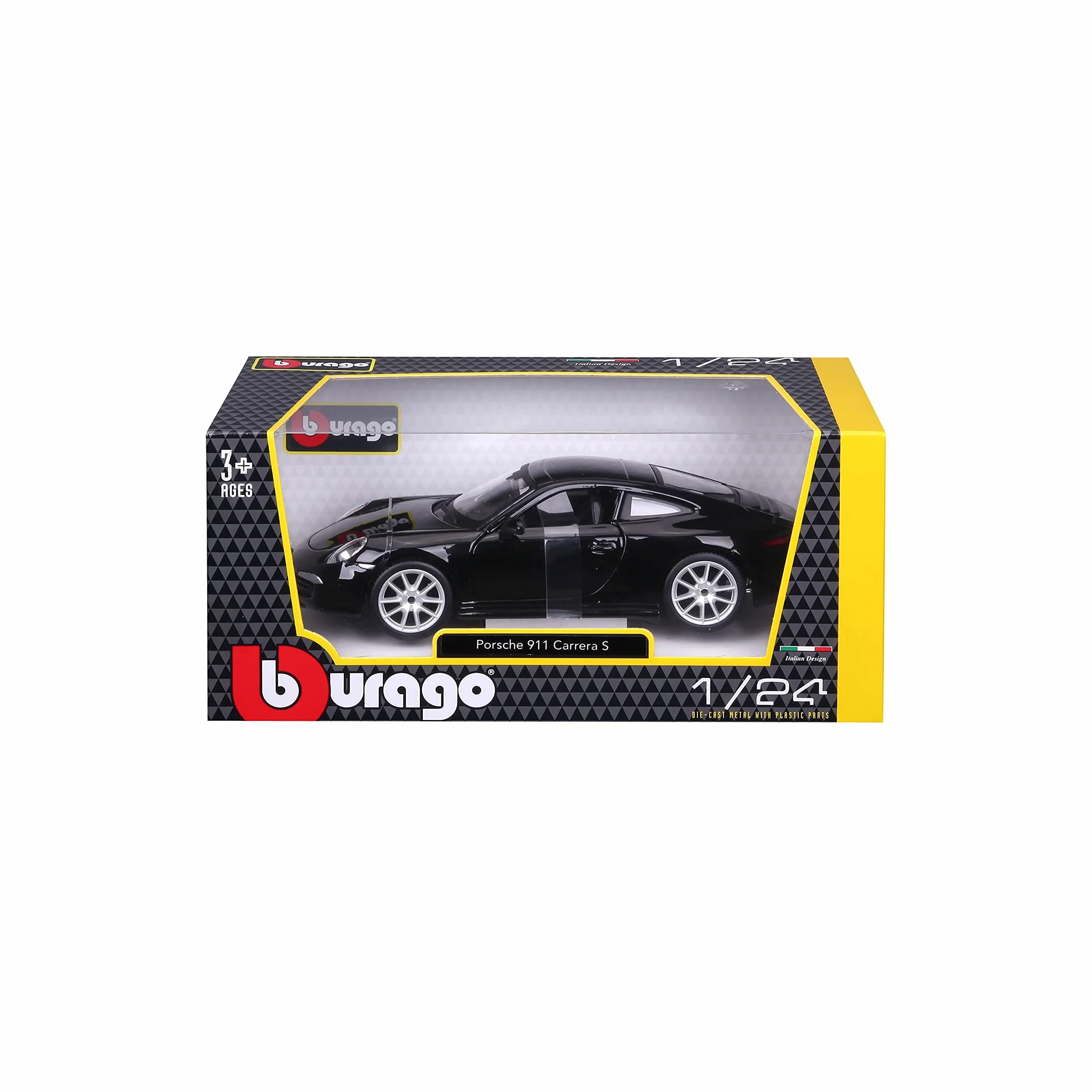 Bauer Spielwaren 18-21065B Porsche 911 Carrera S model samochodu w skali 1:24, czarny, M
