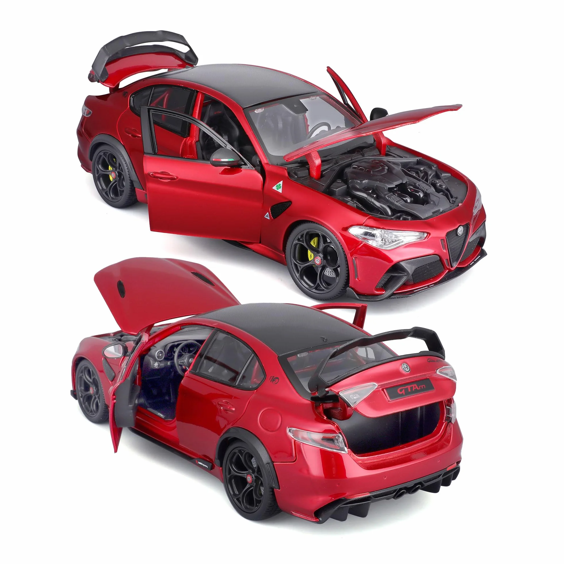 Bburago - Alfa Romeo Giulia GTAm Rossa, samochód diecast w skali 1:18, szczegółowa replika z otwieranymi częściami, oficjalna licencja Alfa Romeo, nieodpowiedni dla dzieci poniżej 36 miesięcy