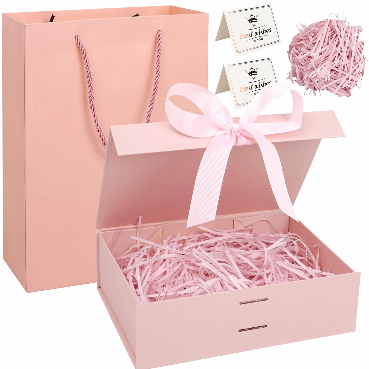 Realjoy Pudełko na prezenty z pokrywką, pudełko prezentowe 23 x 17 x 7 cm, pudełka na prezenty z kokardką, kartka z życzeniami i rafią, pudełko na prezenty urodzinowe, wesela, walentynki, Boże