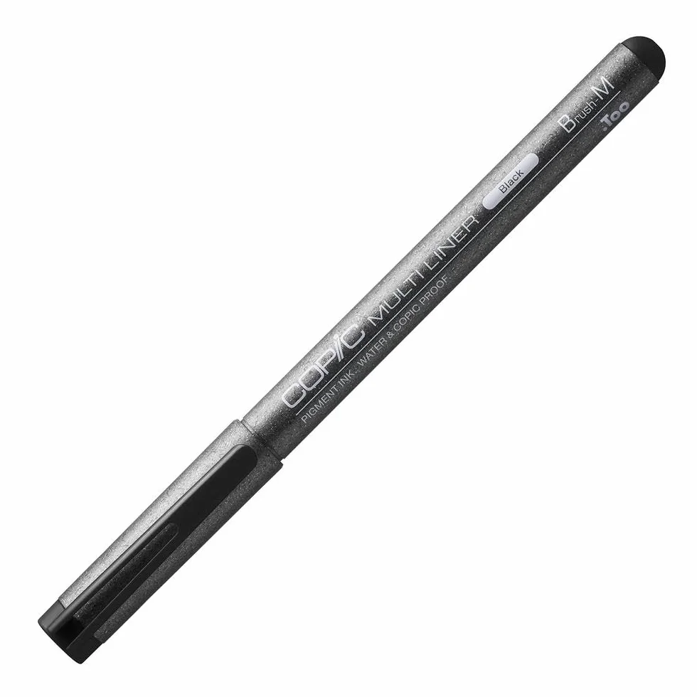 Multiliner czarny Brush M, pisak kreślarski z aksamitnie miękką końcówką pędzelkową, tusz pigmentowy odporny na działanie wody i alkoholu w kolorze czarnym, do szkiców, ilustracji i konturów