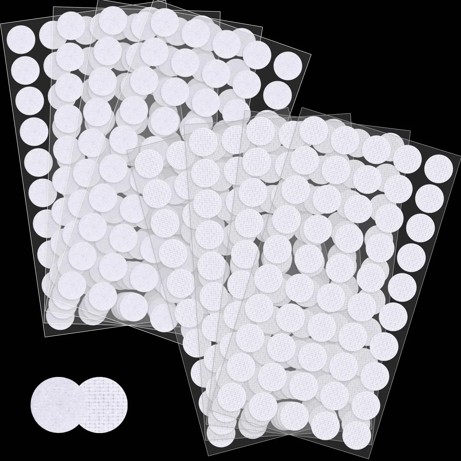 Samoprzylepne punkty na rzepy, 20 mm, 400 sztuk, zapięcie na rzepy, samoprzylepne, okrągłe, samoprzylepne, do wielokrotnego użytku, do papieru, szkła, skóry, metalu, tworzywa sztucznego (białe)