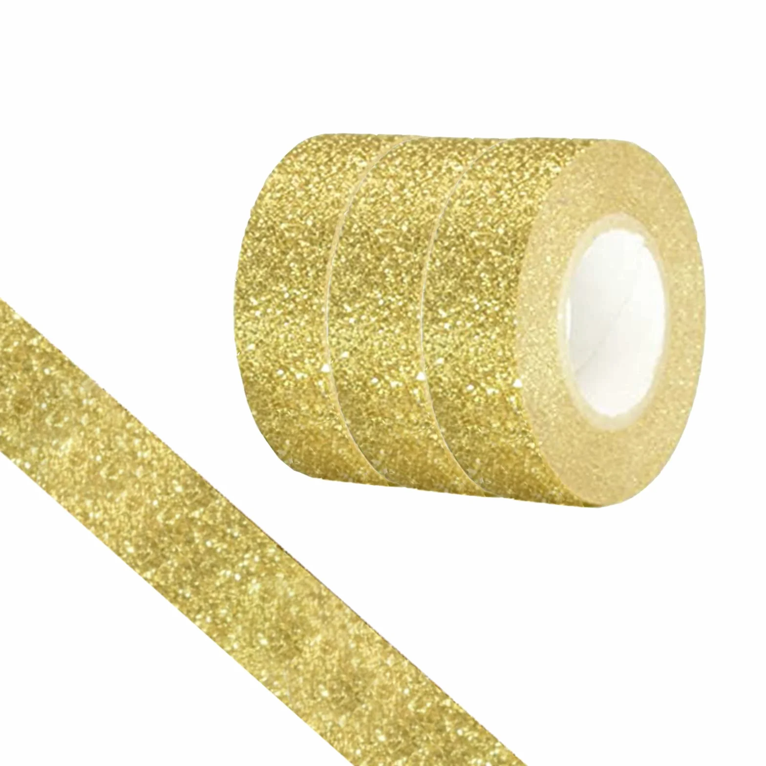 Brokatowa taśma Washi, 3 rolki taśma dekoracyjna 15 mm, samoprzylepne samoprzylepne samoprzylepne przyklejane brokatowe wykończenie złota, materiały do samodzielnego wykonania, Bullet Journal, rzemiosło, opakowanie na prezent, scrapbooking (błyszczące zło