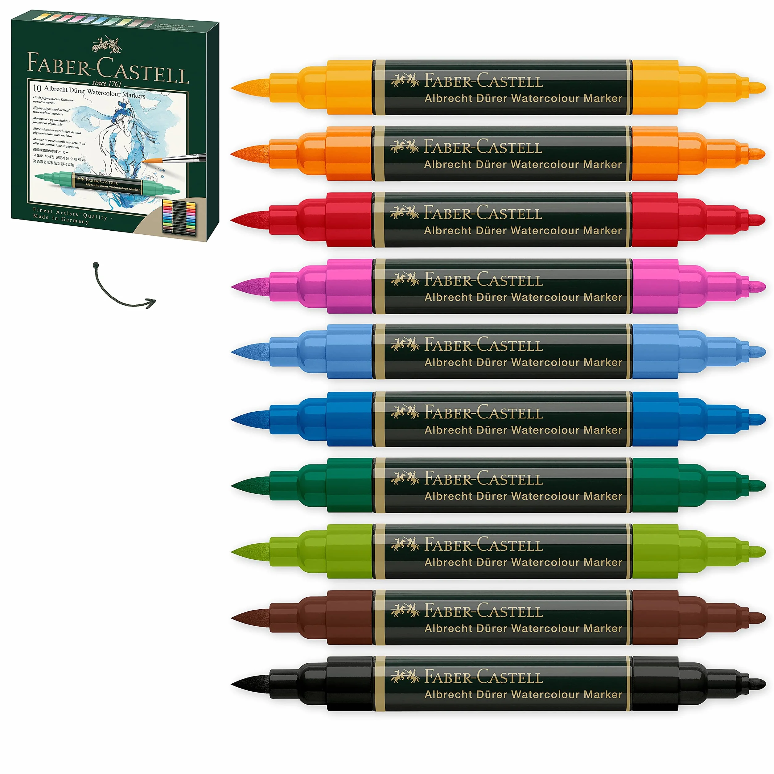 Faber-Castell FC160310 Marker Akwarelowy, Wielokolorowy, 10 sztuk