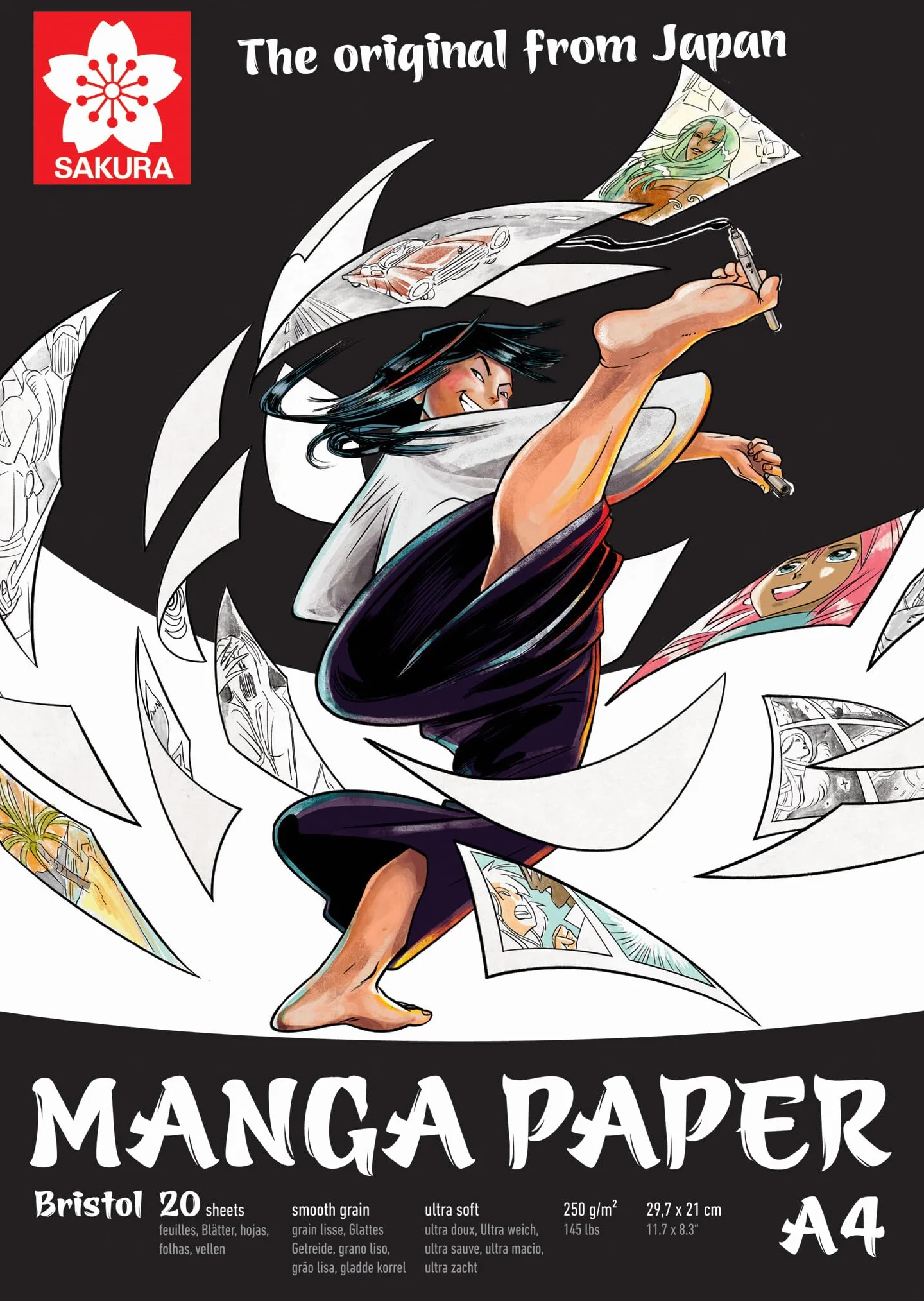 Papier manga, Sacura, Bristol 20, 250 g/m², A4, 20 arkuszy