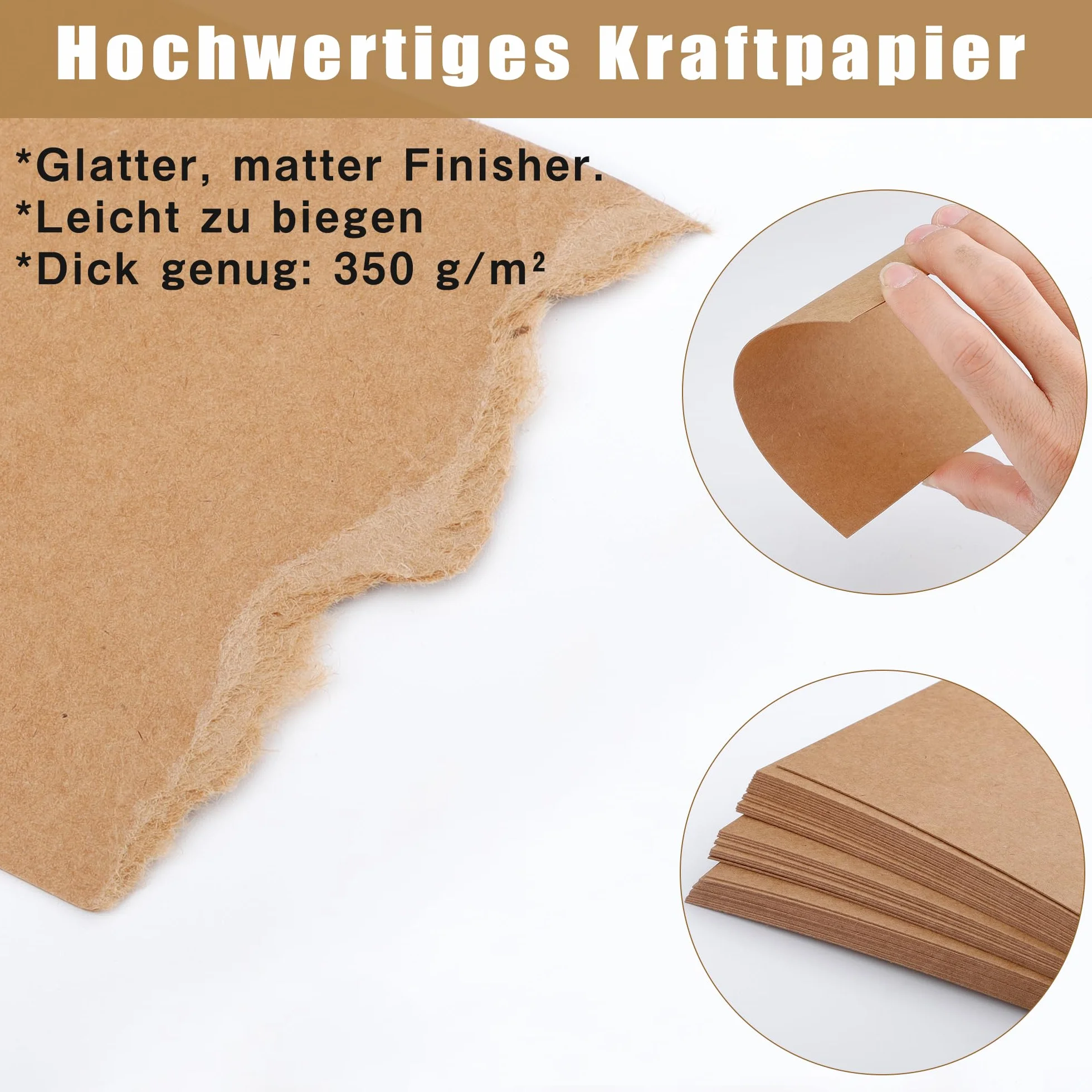 YSDMY 100 arkuszy papieru siarczanowego A6, 350 g/m², 14,5 x 9,5 cm, brązowy + biały