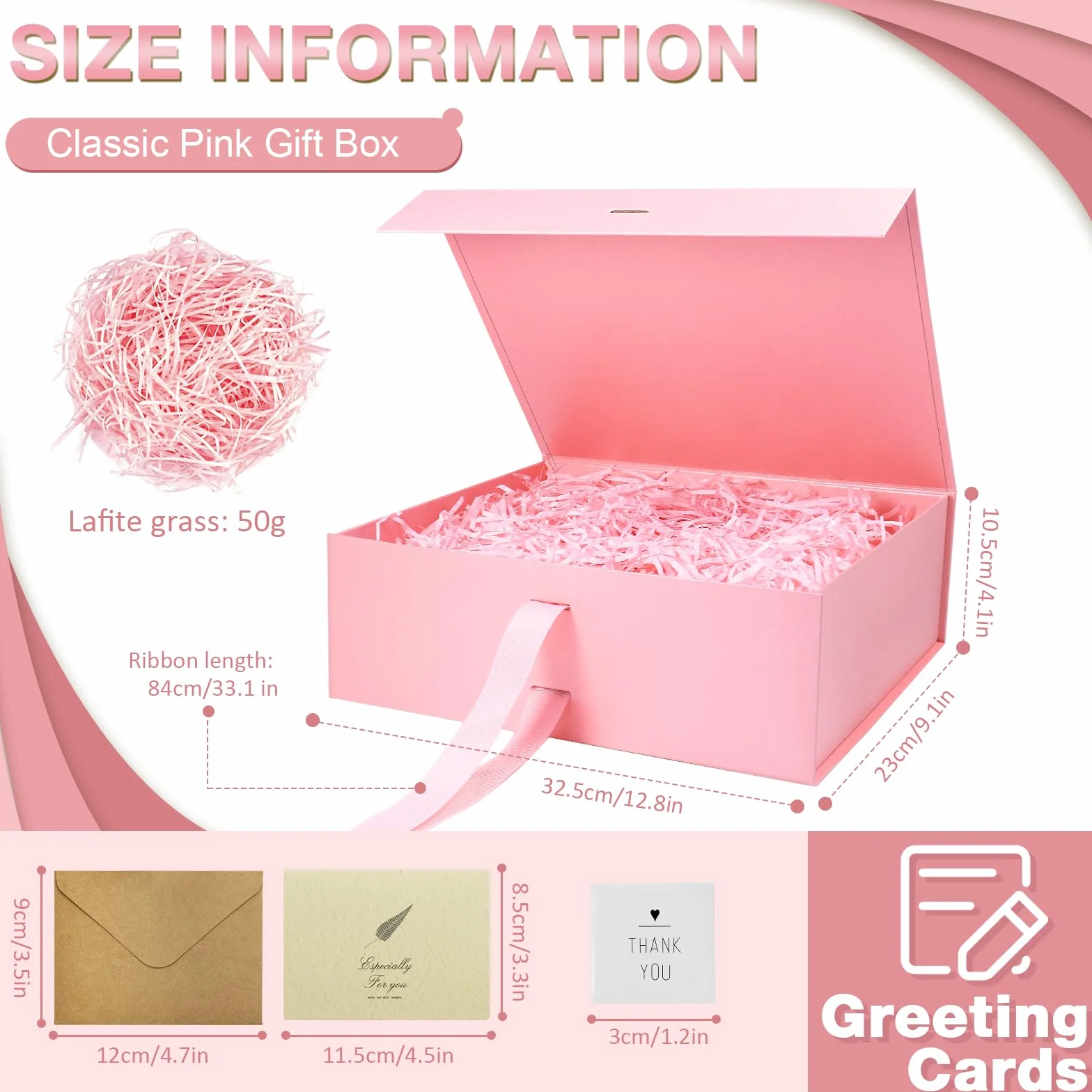 Pudełko prezentowe 32 x 23 x 10,5 cm, bardzo duże pudełka prezentowe na prezenty z magnetyczną pokrywką i wstążką, pudełko prezentowe na biżuterię, pudełka prezentowe na walentynki, Wielkanoc,
