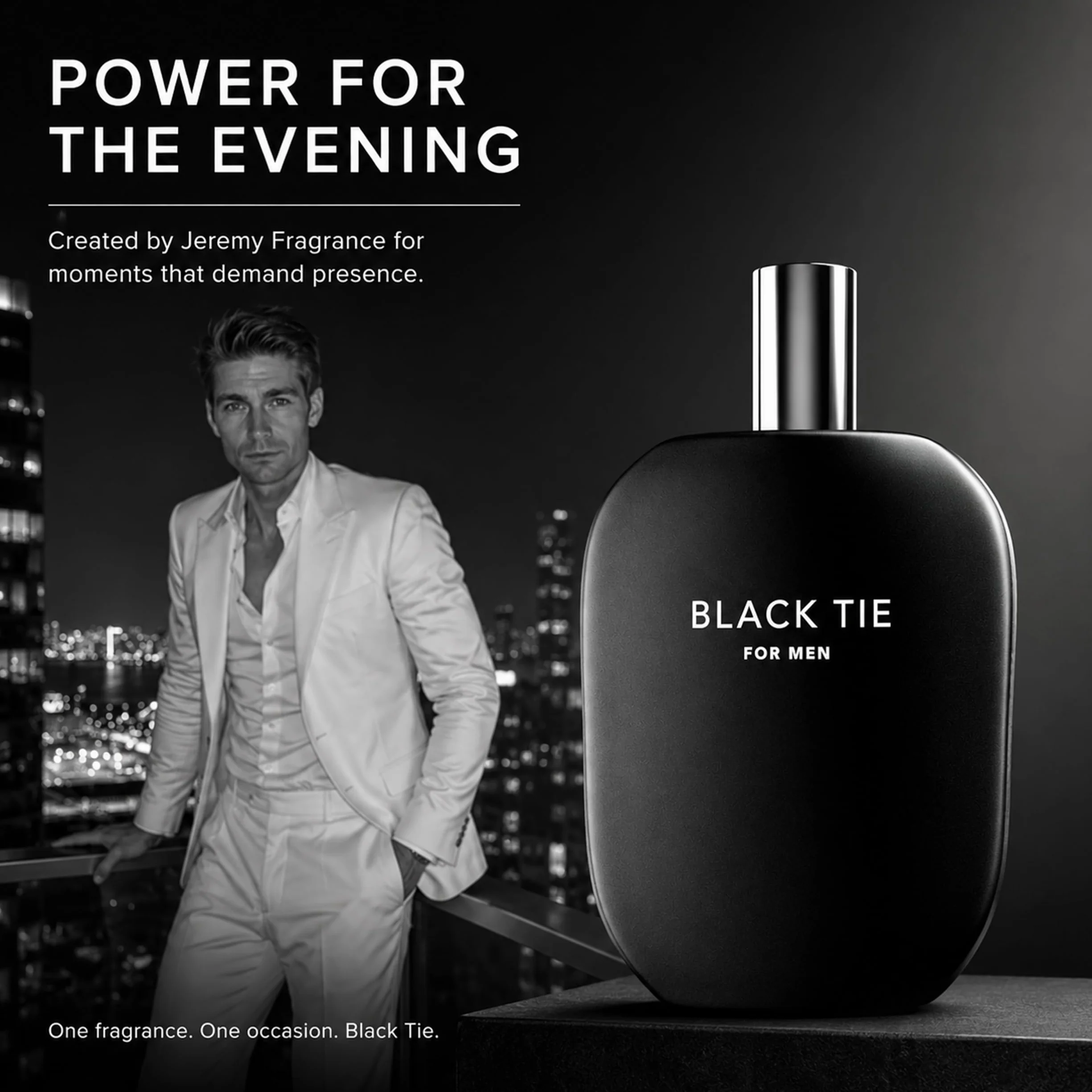 Fragrance One | Jeremy Fragrance Black TIE for Men | charakterystyczny męski zapach | dominujący, autorytarny | woda perfumowana dla mężczyzn | intensywna | idealna na wieczór | butelka 100 ml z