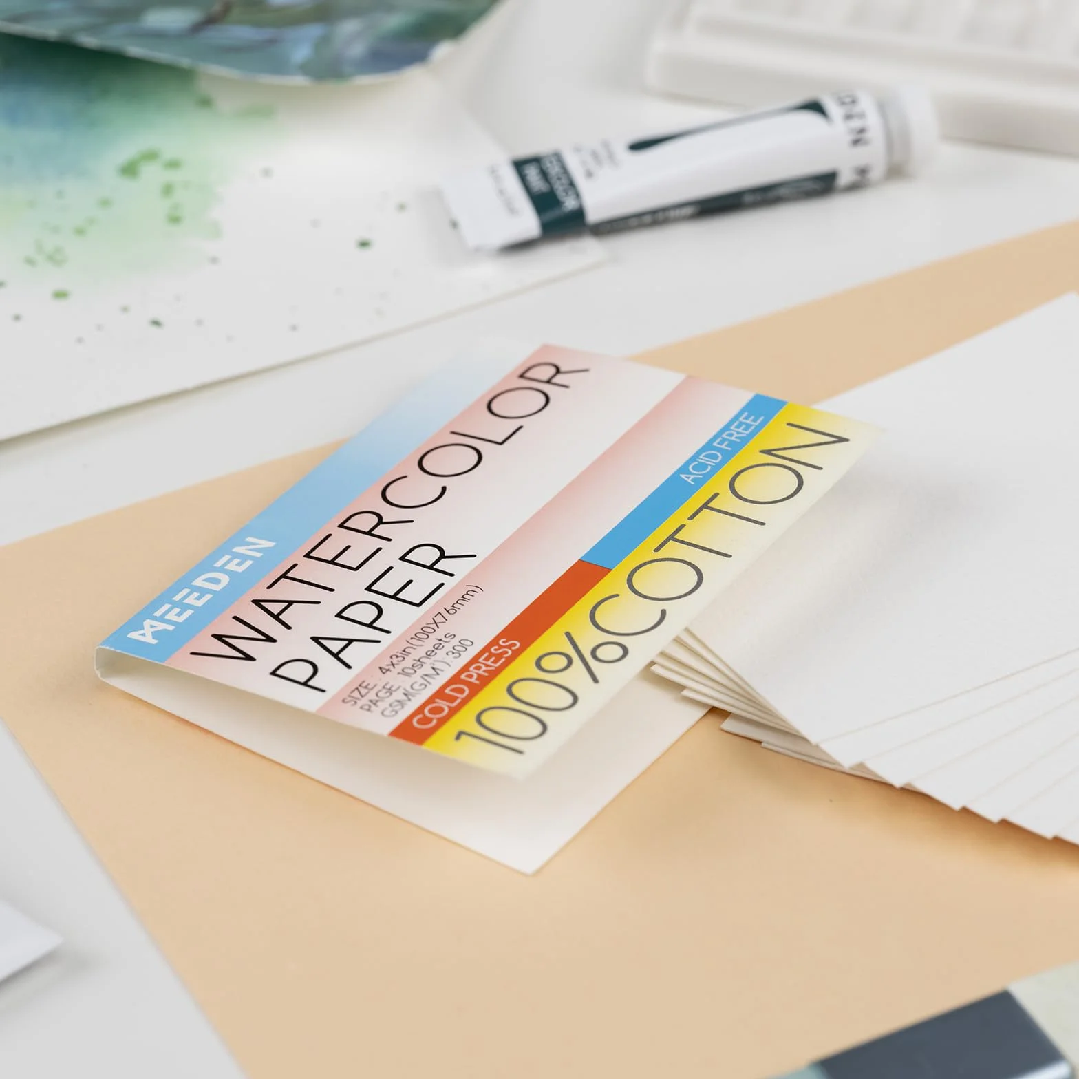 MEEDEN 10 x 7,6 cm puste kartki z papieru akwarelowego, 50 szt. mini papier akwarelowy Cold Press w bulk, 100% bawełna, pocztówki do akwareli dla dorosłych i studentów (140lb/300gsm), 5×10 arkuszy