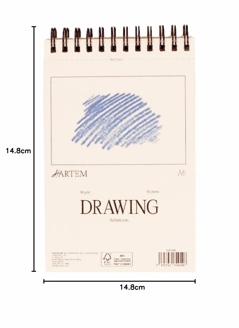 Hartem - Szkicownik A6 | Szkicownik oprawiony w spiralę | Gramatura 90 g/m² | Sketchbook dla artystów i profesjonalistów | Zrównoważony projekt
