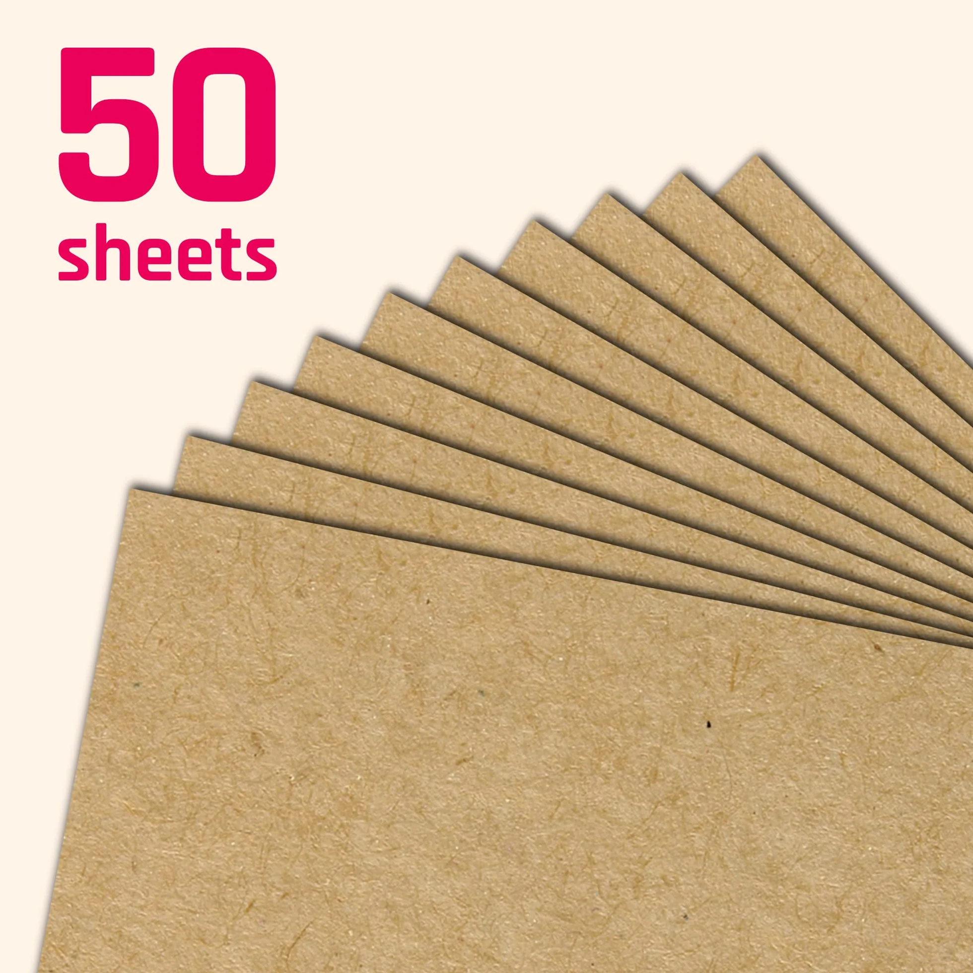 50 Arkuszy, 200 g/m² - Brązowy Papier Karton Kraft Kraftowy Pakowy Karta A4