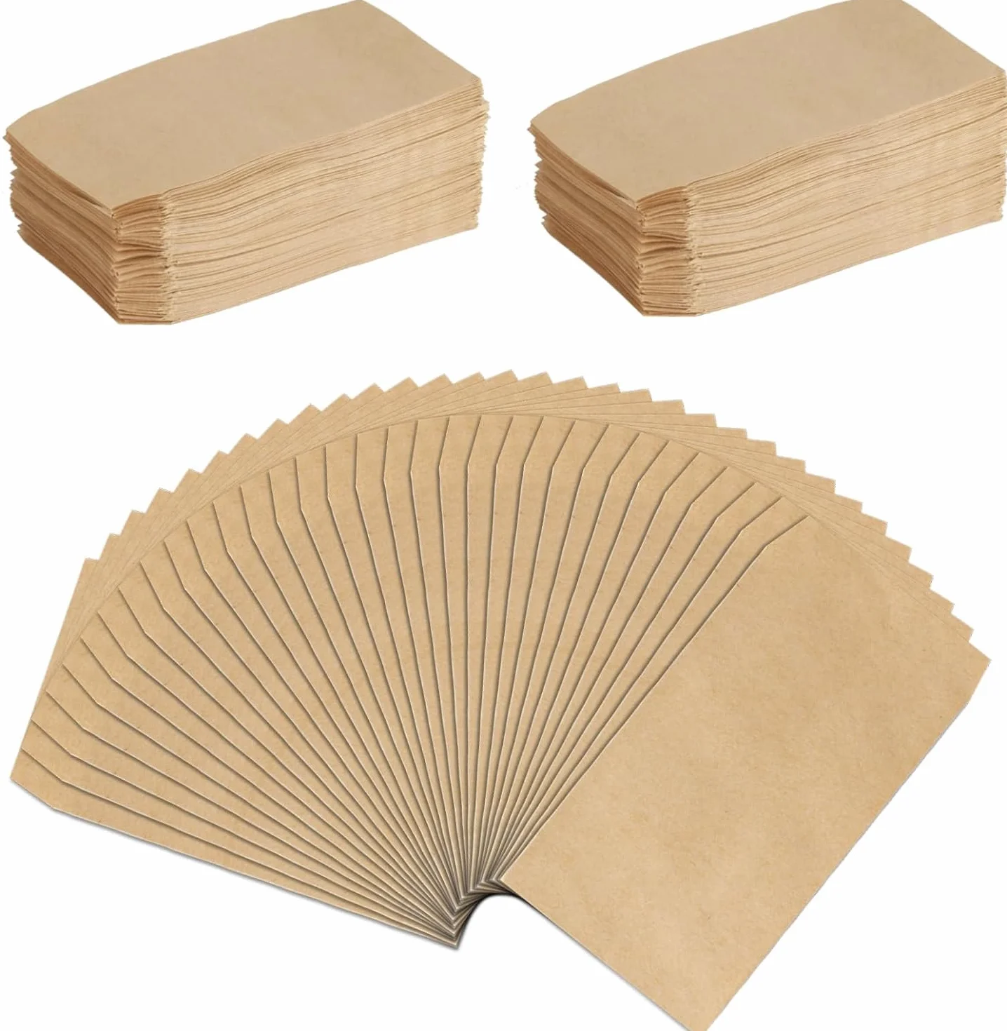 300 szt. Małe Torebki Papierowe Torebki na Nasiona do Napełniania, 6x11cm Małe Torebki Kraftowe, Torebki z Papieru Kraftowego na Ślub Monety Biżuterię Nasiona Przechowywanie Torebki na Prezent
