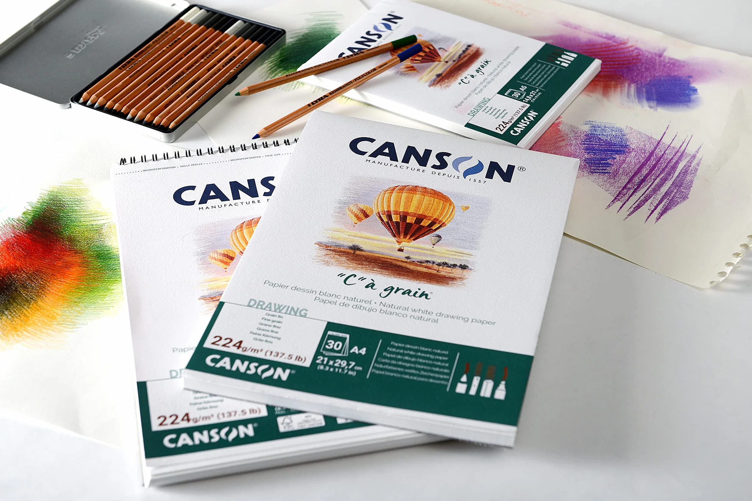 Canson C à grain blok do rysunku klejony, A3, 30 arkuszy, 224 g/m², lekko ziarnisty