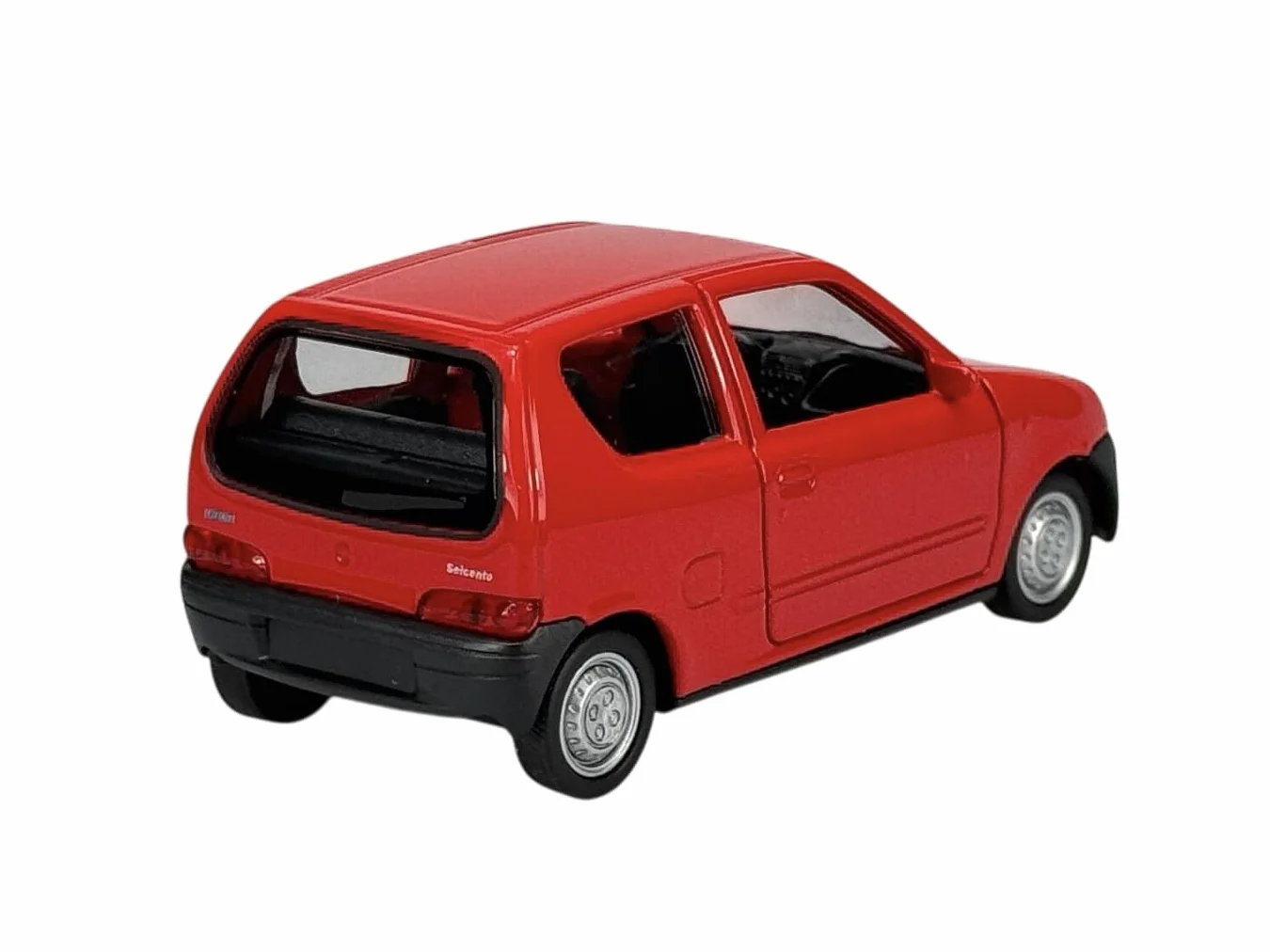 Welly model samochodu, kompatybilny z FIAT Seicento, czerwony, ok. 1/34-1/39, metalowy model samochodu, odlew w skrzynce