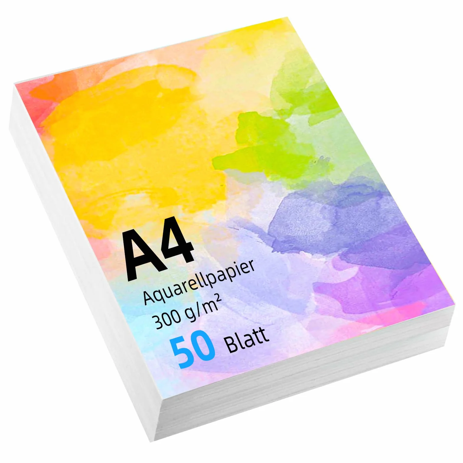 Papier akwarelowy A4, 300 g, 50 arkuszy, blok akwarelowy, A4, akwarela, papier akwarelowy, do akwareli, gwaszu, akrylu, rysowania, dzieł sztuki, dla studentów (21 x 29,7 cm)