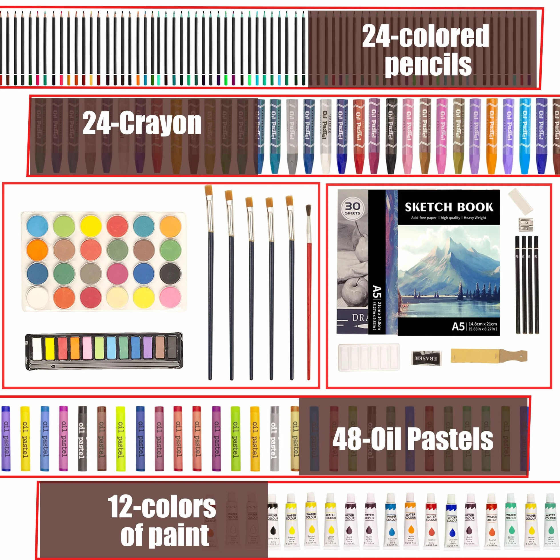 KINSPORY 168 PCS Zestaw artystyczny dla dzieci, Deluxe Pudełko do malowania, Kolorowanie Rysowanie Przybory artystyczne Prezent dla artystów Nastolatki Chłopcy Dziewczynki 4 5 6 7 8 9 10 11 12