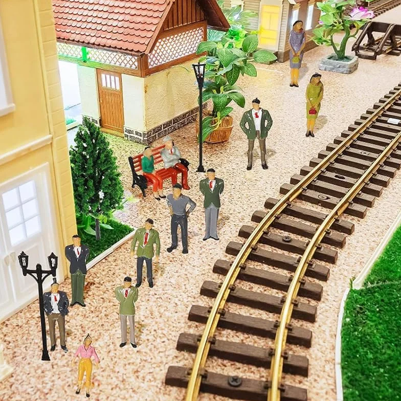 Wekuw 60 sztuk miniaturowy zestaw postaci kolorowe figurki model w różnych pozach figurki ludzie w skali 1:87 Mini model pociągów architektonicznych, do miniaturowych scen