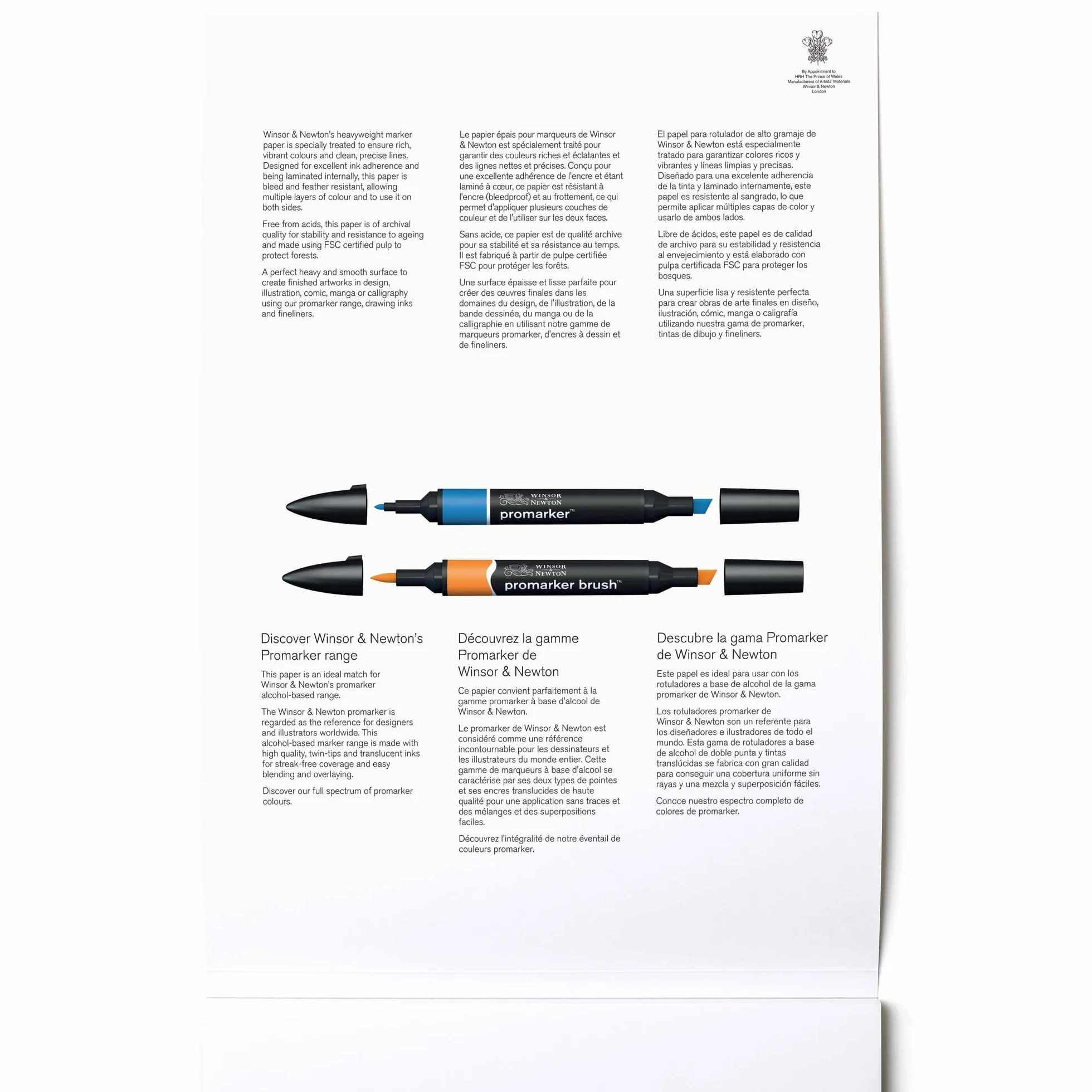 Winsor & Newton 6002012 Papier do markerów w bloku, 25 arkuszy DIN A4, 160 g/m², FSC, nie zawiera chloru i kwasów, odporny na starzenie się do wszystkich rodzajów markerów na bazie alkoholu