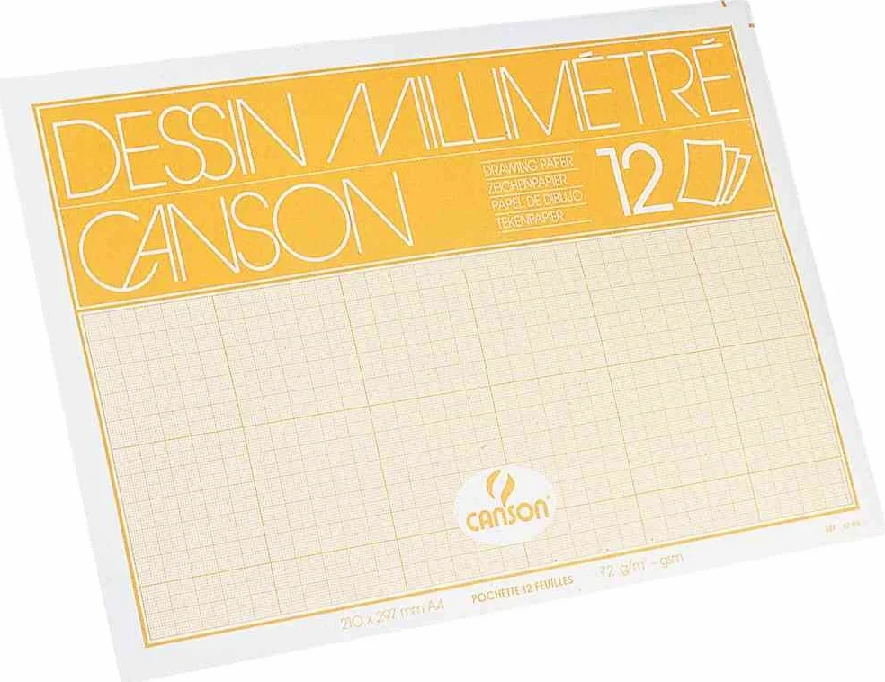 CANSON 200067116 papier milimetrowy, DIN A4, 90 g/m², niebieski