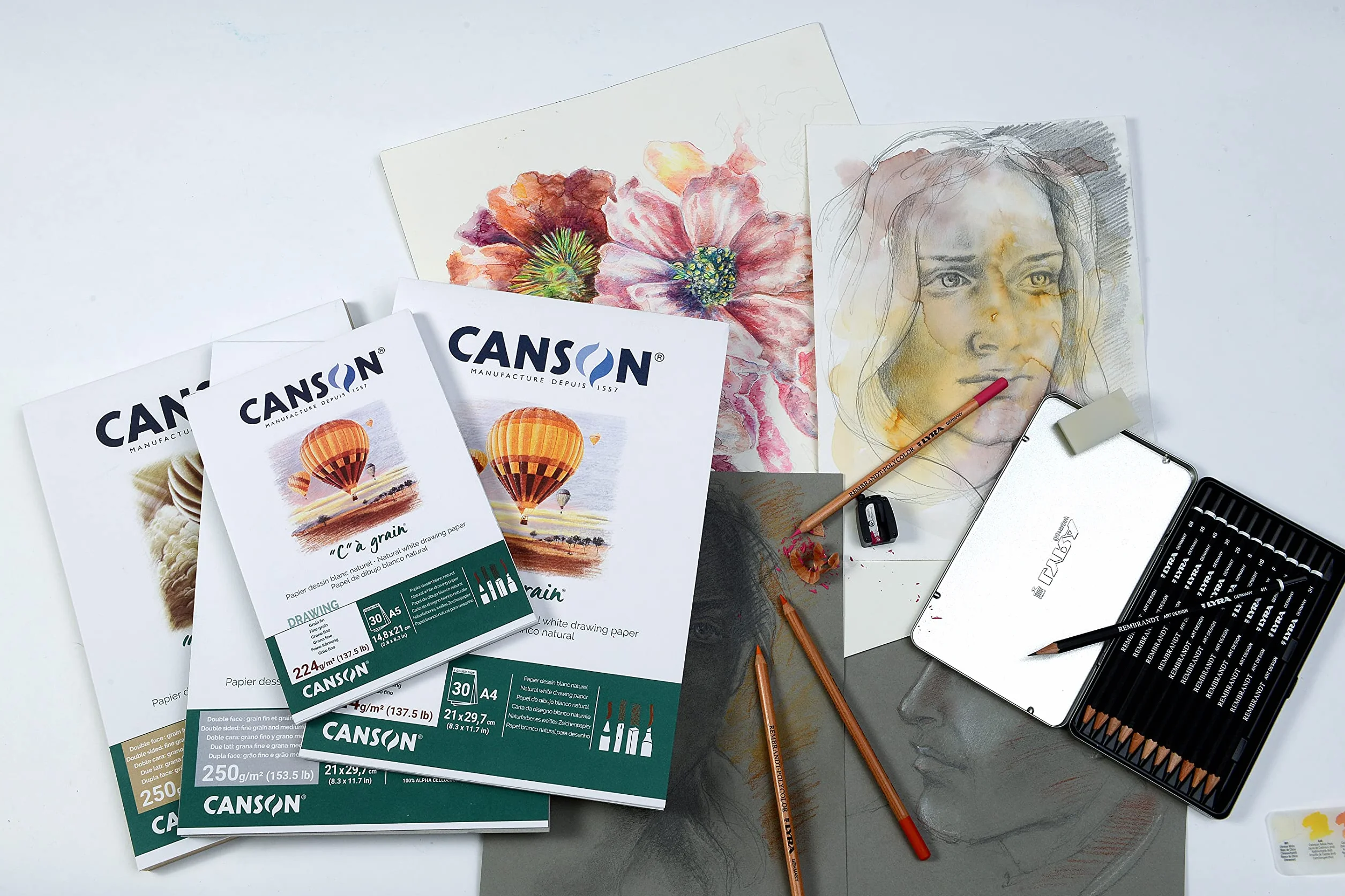 Canson C à grain blok do rysunku klejony, A3, 30 arkuszy, 224 g/m², lekko ziarnisty