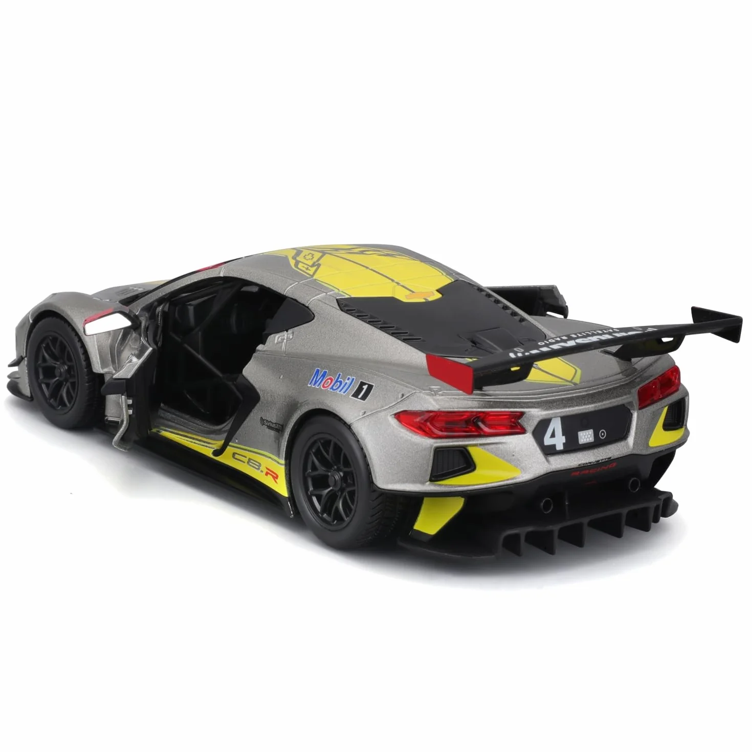 Bburago - Chevrolet Corvette C8R - Żółty - Nowość 2024: metalowa replika wyścigów w skali 1/24. Szczegóły wnętrza, otwierane drzwi i kaptur zapewniają autentyczne wrażenia
