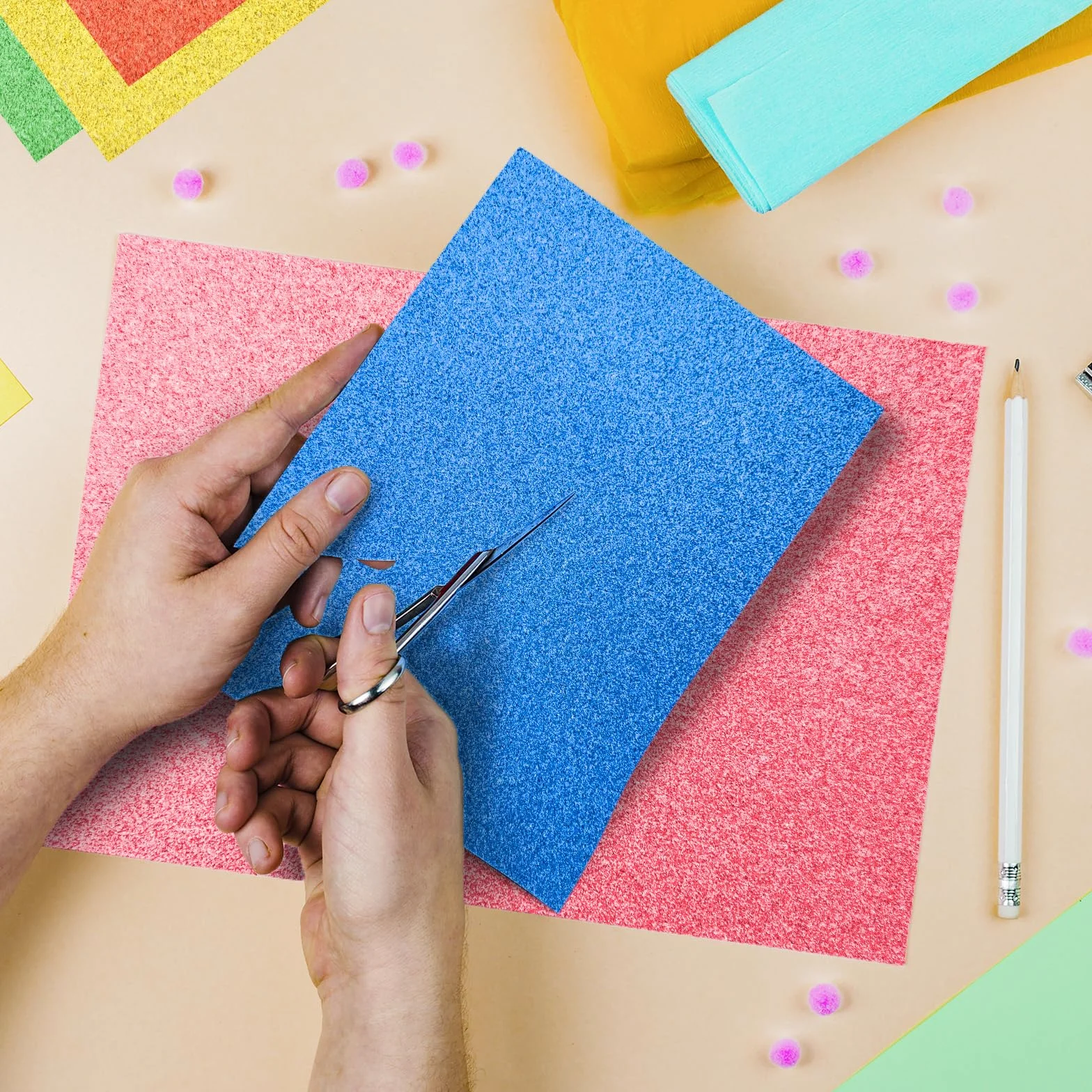 30 arkuszy – dwustronny papier brokatowy do majsterkowania, kolorowy, błyszczący papier A4 – 30 kolorów 250 g/m², kolorowy papier do majsterkowania i tworzenia