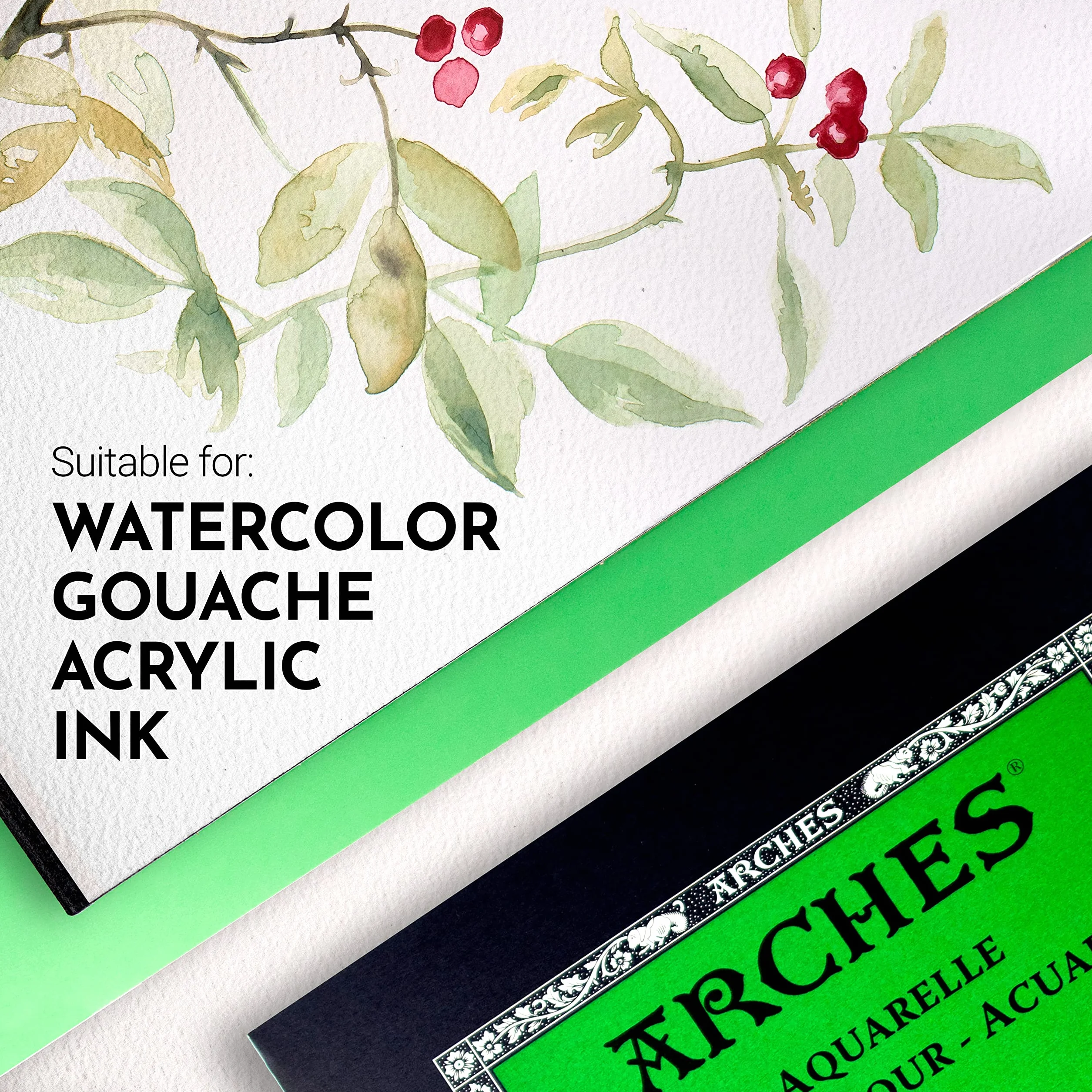 Arches Papier akwarelowy na rolce Drobnoziarniste - naturalny biały, 300g/m² Block 12 Blatt - A3 biały