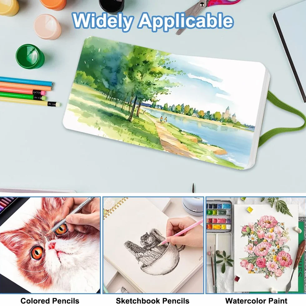 Pamiętnik akwarelowy, kwadratowy papier akwarelowy, 10 x 10 cm, 30 arkuszy kwadratowego notatnika akwarelowego, 100% bawełna, 300 g/m², bez kwasów wodnych szkicowników, dla artystów, dorosłych
