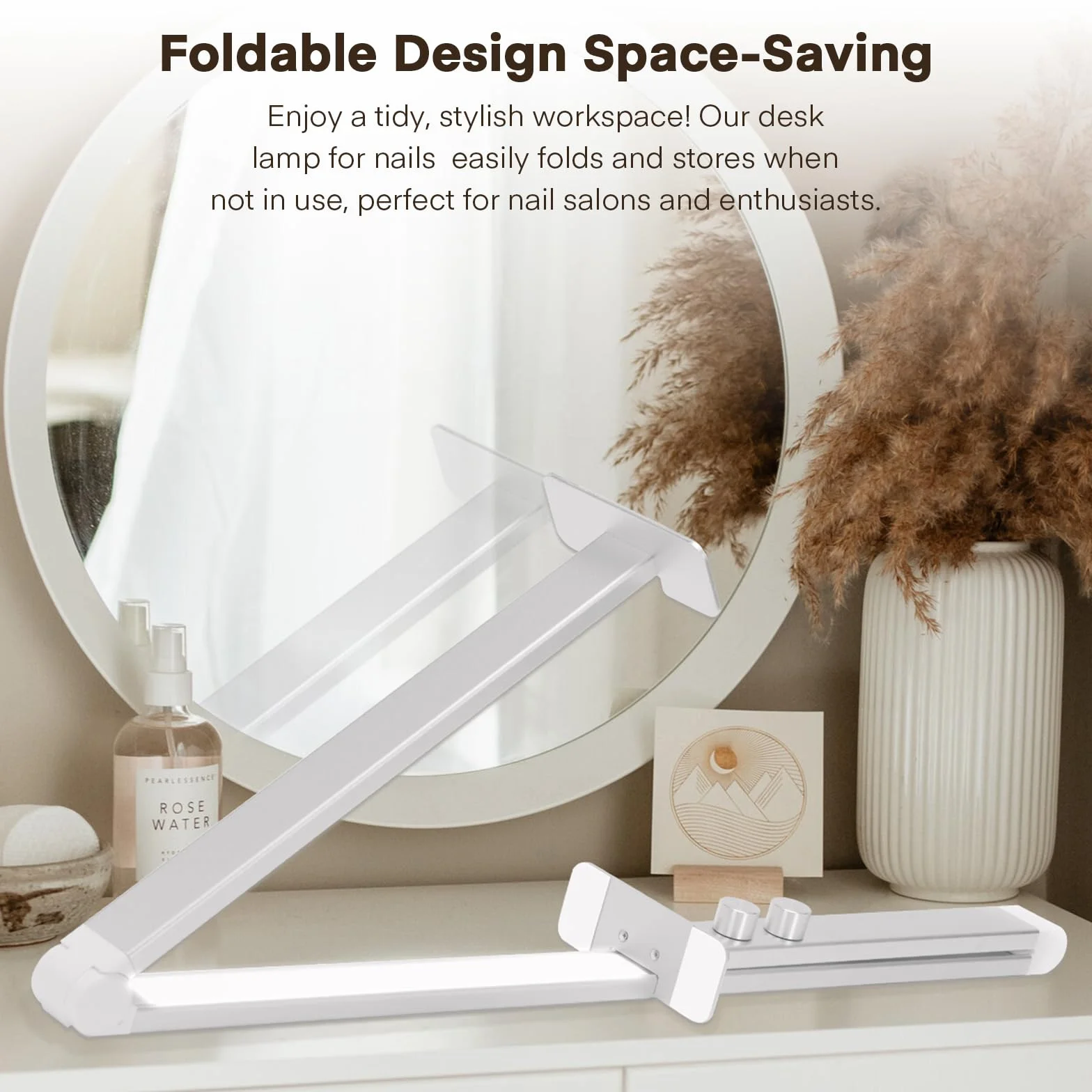 Lampa biurkowa do manicure, 36 W, półksiężycowa lampa do paznokci, 3 tryby 4000K-6000K, ściemnialna lampa biurkowa do manicure, przedłużanie rzęs, tatuaż, brwi (86 cm)