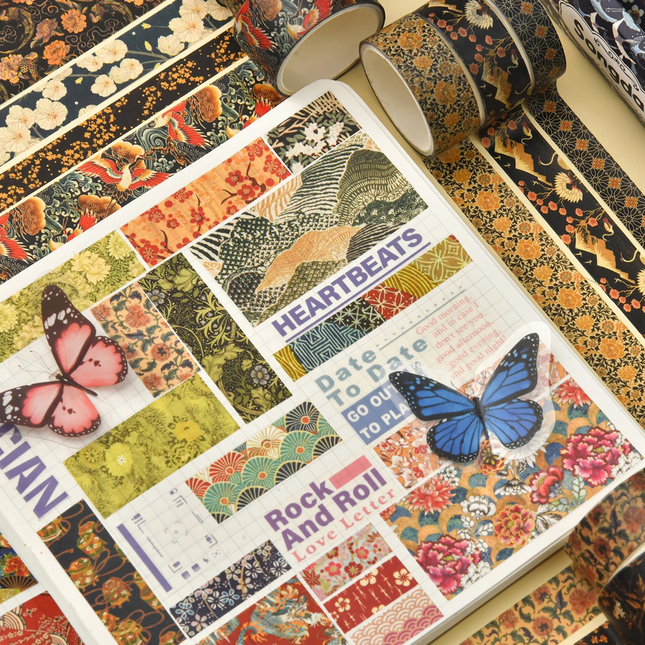 KAVI' S 12 rolek zestaw taśm dekoracyjnych Kyoto Charme Washi Tape, papierowe taśmy maskujące, wielokolorowe, do scrapbookingu, rzemiosła (Purple Sakura)
