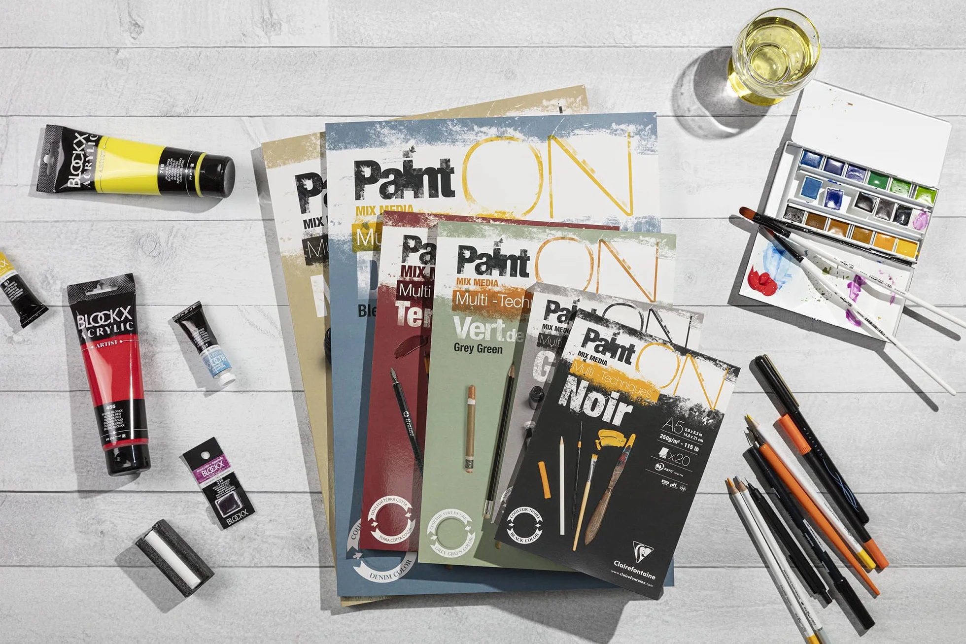 Clairefontaine 975809C – Blok rysunkowy PaintON Multi-techniques – 30 arkuszy papieru do technik mieszanych o lekko szorstkiej fakturze – Szary – A4 21x29,7 cm, 250 g