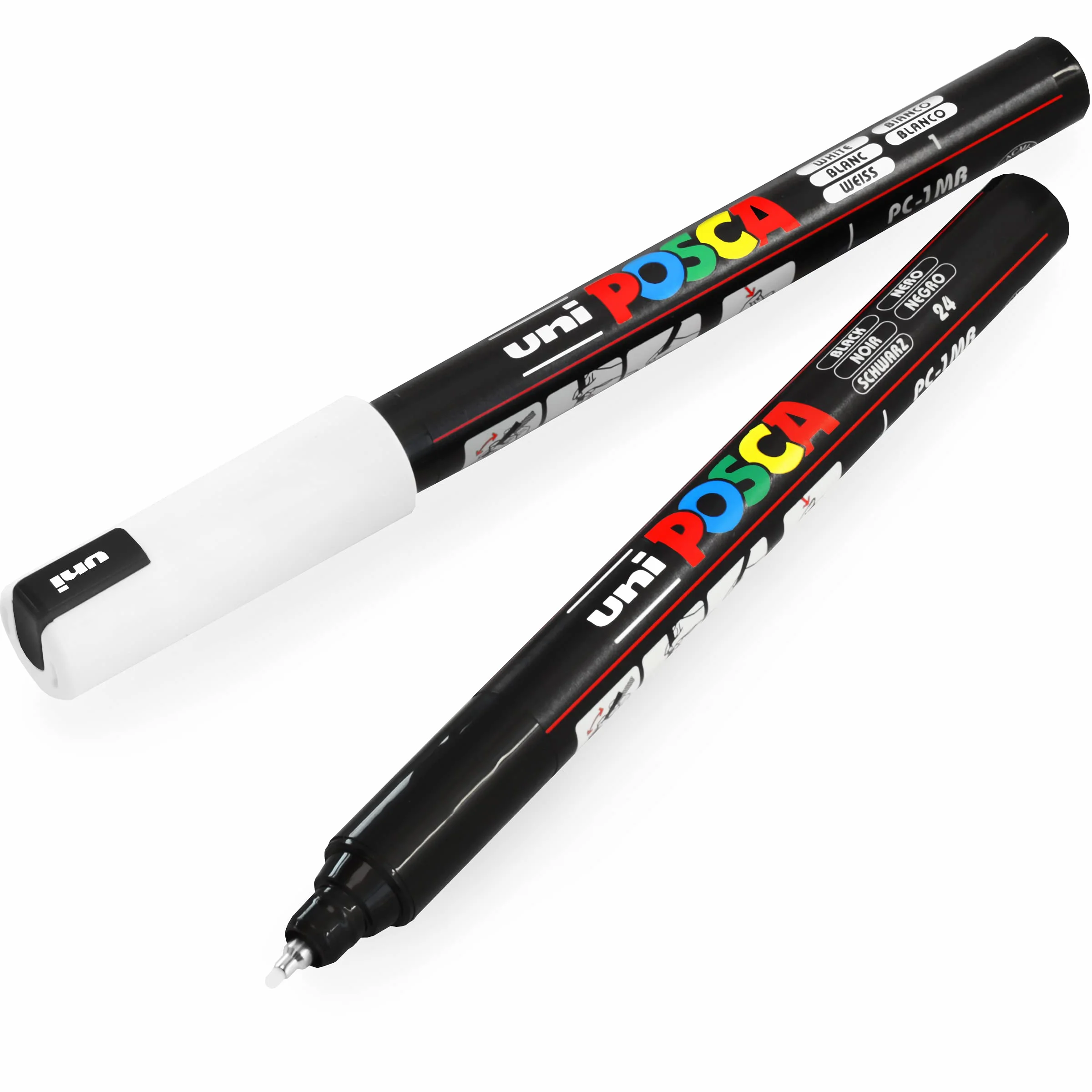 Posca Uni PC-1MR Art Markery do malowania - 0,7 mm - czarno-białe - opakowanie 2 szt