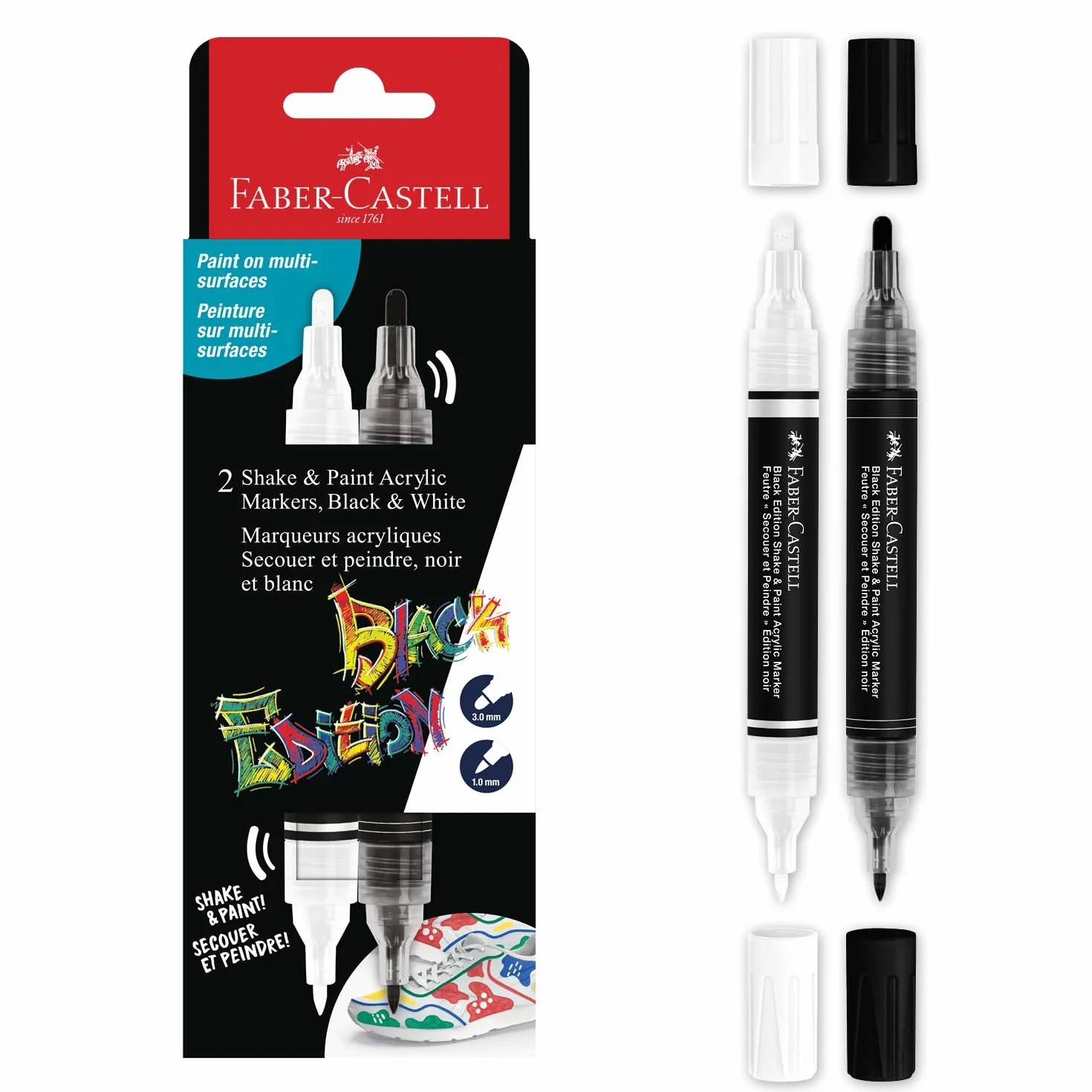 Faber Castell Black Edition marker akrylowy Shake & Paint, czarno-biały-Boxof2 (65-285503)