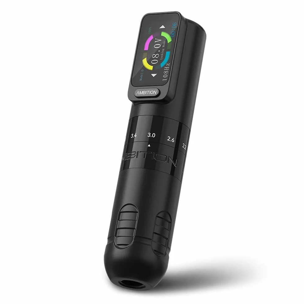 Ambition Seher Bezprzewodowa maszynka do tatuażu z 6 pociągnięciami Długość 2,2 mm–4,2 mm Obrotowy pistolet do tatuażu Pióro z wkładami dotykowymi 2400 mAh Cyfrowy wyświetlacz LED Silnik bezrdzeniowy