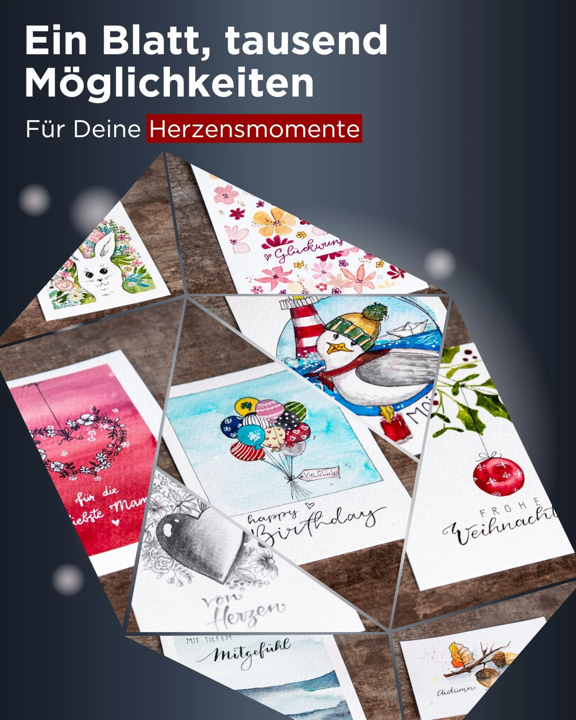 LIEBERGE Papier akwarelowy Premium A6 300 g - Wyprodukowano w Niemczech - 25 arkuszy Blok papieru akwarelowego | Pocztówki akwarelowe | Papier akwarelowy (DIN-A6 25 arkuszy)
