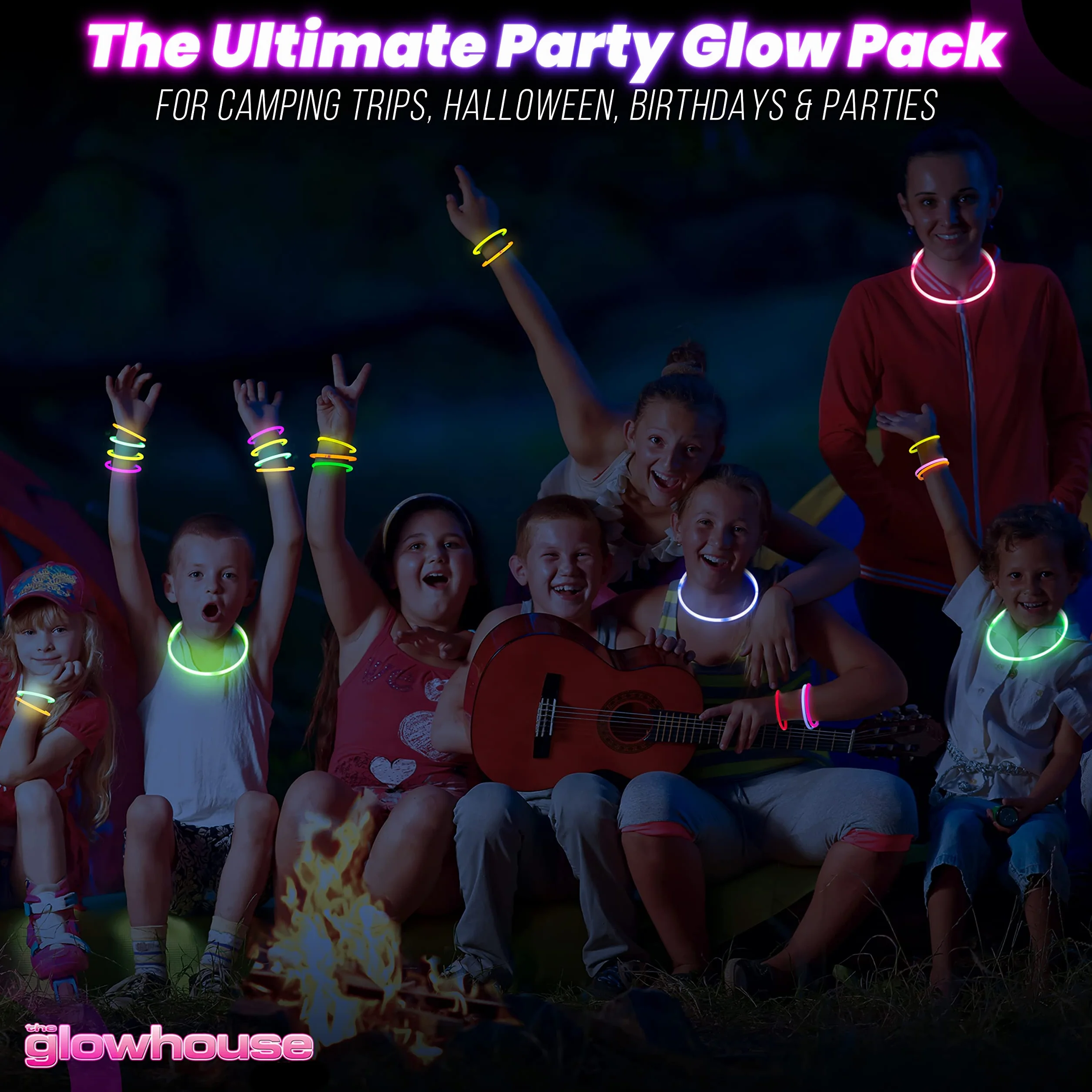 The Glowhouse UK Premium świecące pałeczki dla dzieci dorośli luzem 205 szt. Party Pack zawiera zestaw świecących okularów i łączniki do bransoletek i naszyjników. Mieszane jasne, długotrwałe świecące pałeczki UK