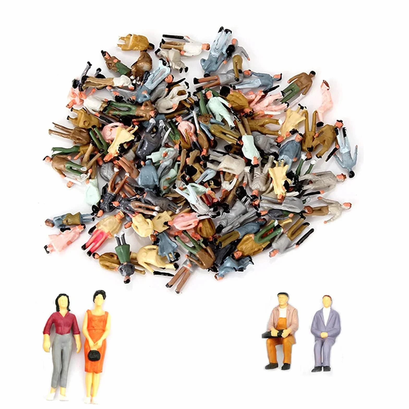 100 sztuk mini figurek, figurki H0, modelarstwo, ręcznie malowana figurka Tiny Passengers, figurka z piasku, model ludzi, na miniaturowe sceny, trening, kolejkę, stół piaskowy, skala