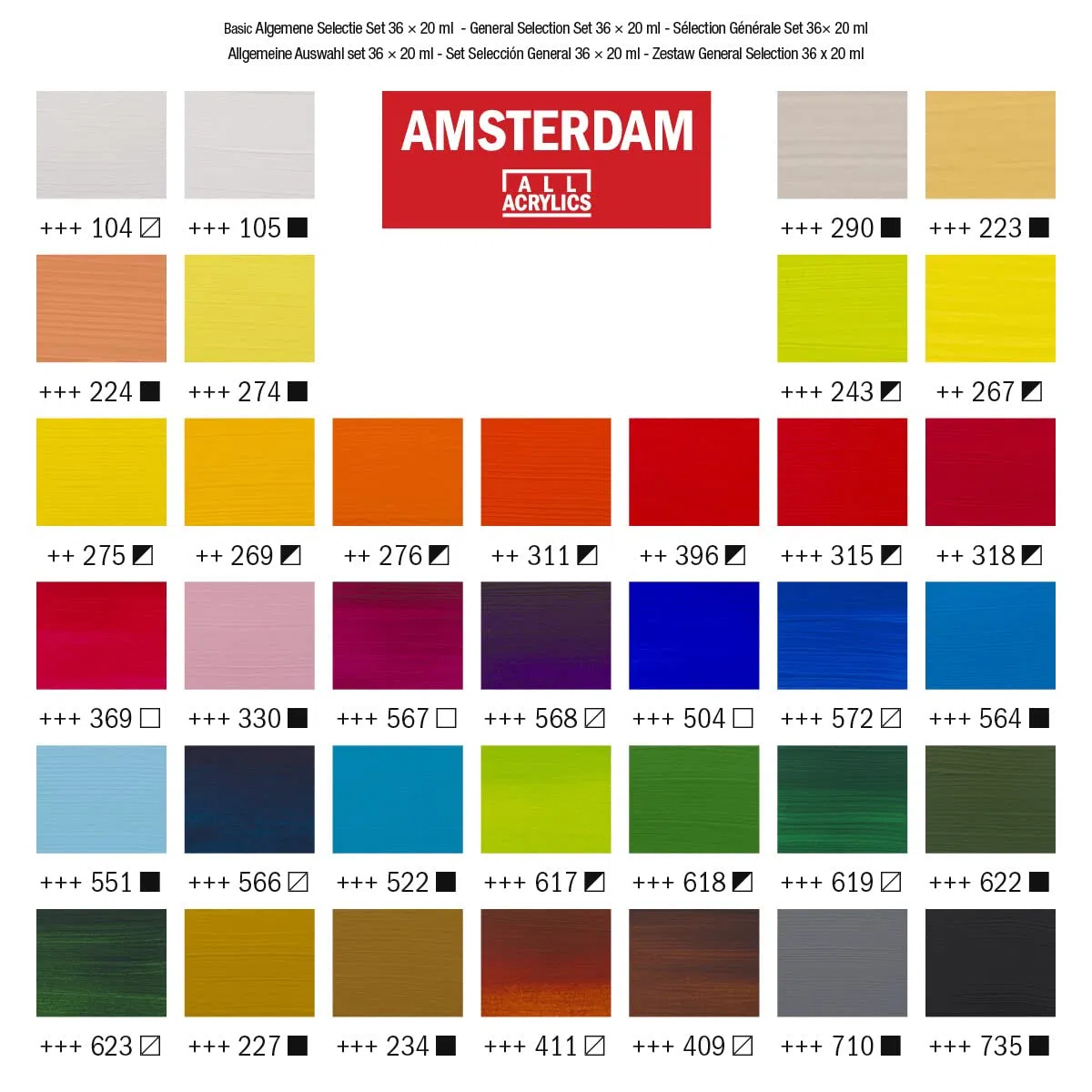 Amsterdam Standard Series farba akrylowa (17820437) zestaw farb akrylowych, 36 x 20 ml
