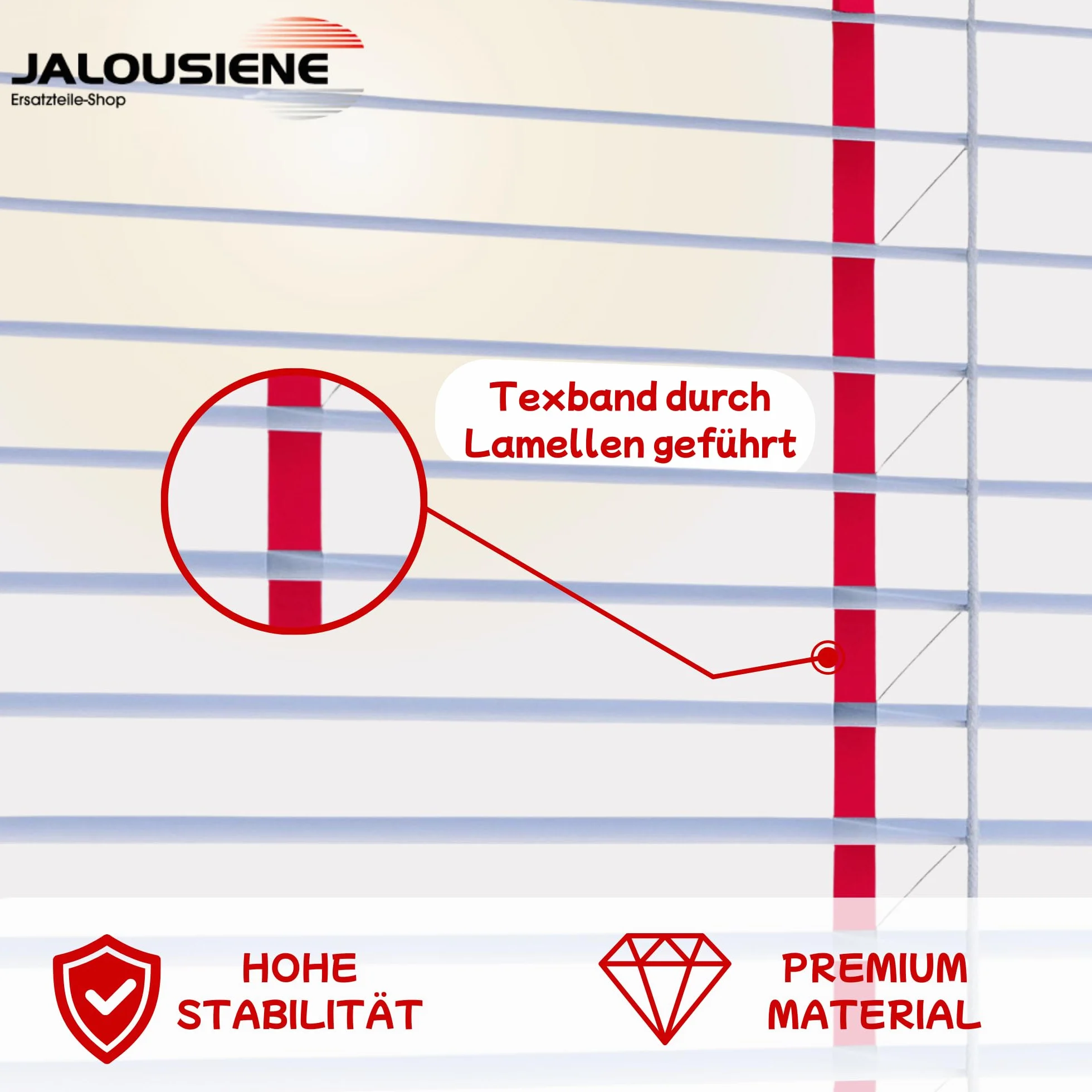 Jalousiene® taśma tekstowa do żaluzji zewnętrznych 8 x 0,34 mm – taśma naciągowa z 2 pętelkami (350 cm, szara) – odporna na promieniowanie UV, warunki atmosferyczne i rozerwanie – wymienna taśma do