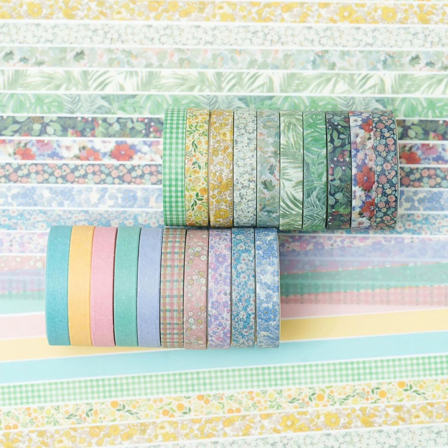 Zestaw 20 cienkich taśm Washi, taśma maskująca, wzór antyczny, dekoracyjna taśma klejąca, kolorowa do rękodzieła, bullet journals, planerów, scrapbookingu, pakowania