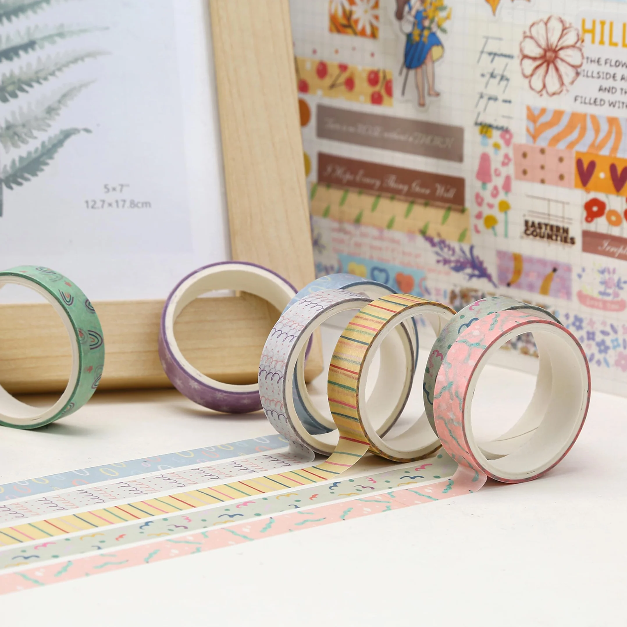 Zestaw 30 rolek taśm Washi, kreatywnych, cienkich, dekoracyjnych taśm do sztuki, rzemiosła DIY, bullet journals, planera, scrapbookingu, opakowania (kawaii One)