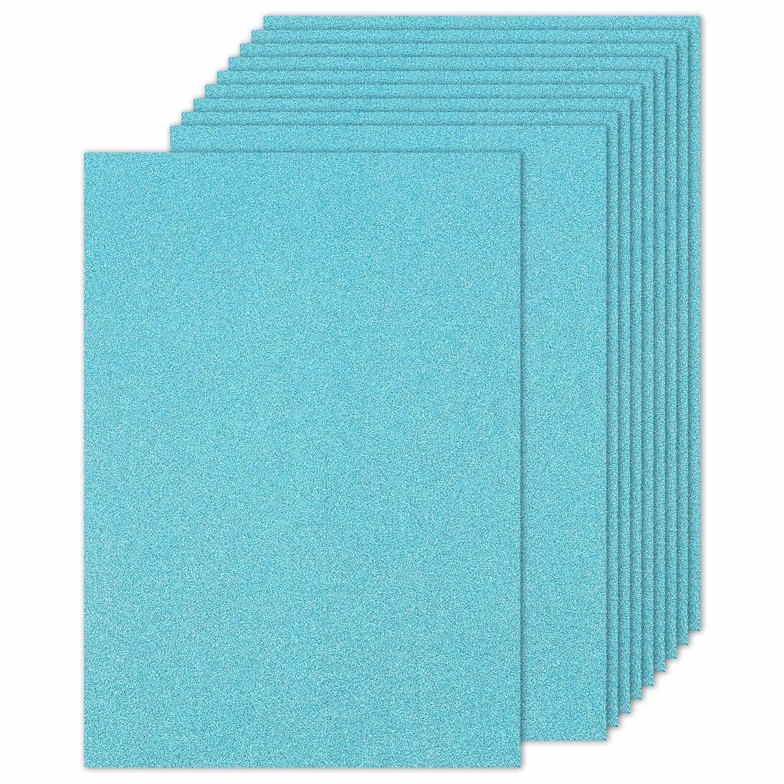 PATIKIL 10 arkuszy jasnoniebieskiego brokatowego kartonu 21,5 x 28 cm, papier brokatowy, prostokątny, wysokiej jakości, błyszczący papier, 250 g/m², do scrapbookingu, kartek, DIY, sztuki, na wesele