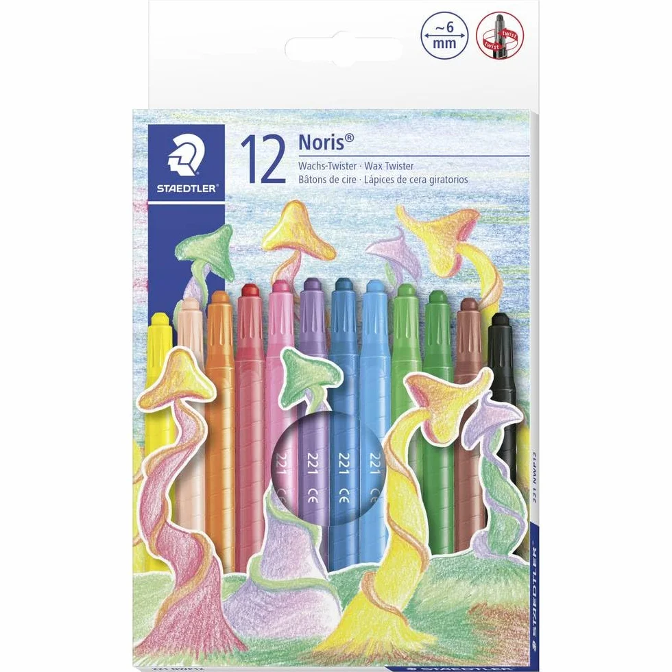 STAEDTLER 221 NWP12 - Noris Club kredki woskowe, 12 żywych kolorów, sortowane