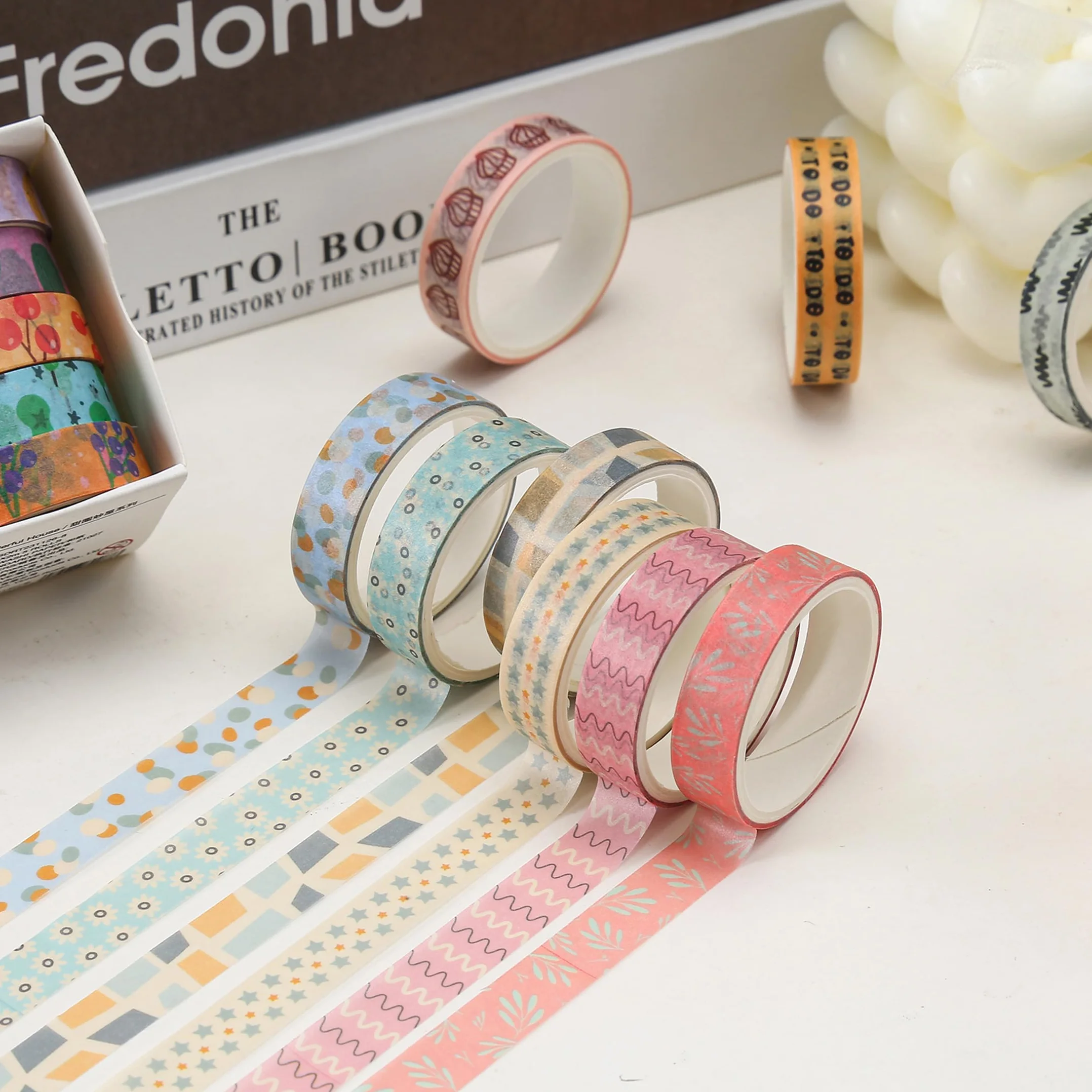 Zestaw 30 rolek taśm Washi, kreatywnych, cienkich, dekoracyjnych taśm do sztuki, rzemiosła DIY, bullet journals, planera, scrapbookingu, opakowania (kawaii One)